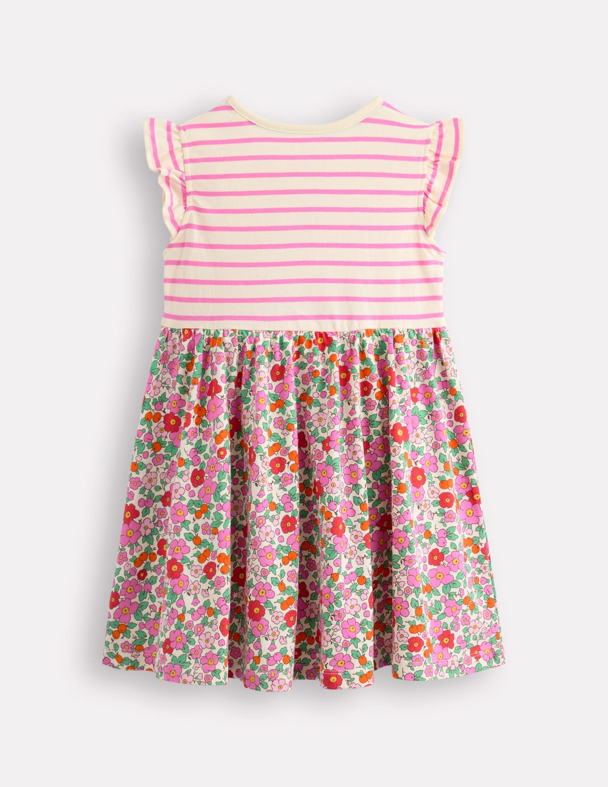 Posie Frill Sleeve Dress-Pink Apple Blossom Floral - Image 2