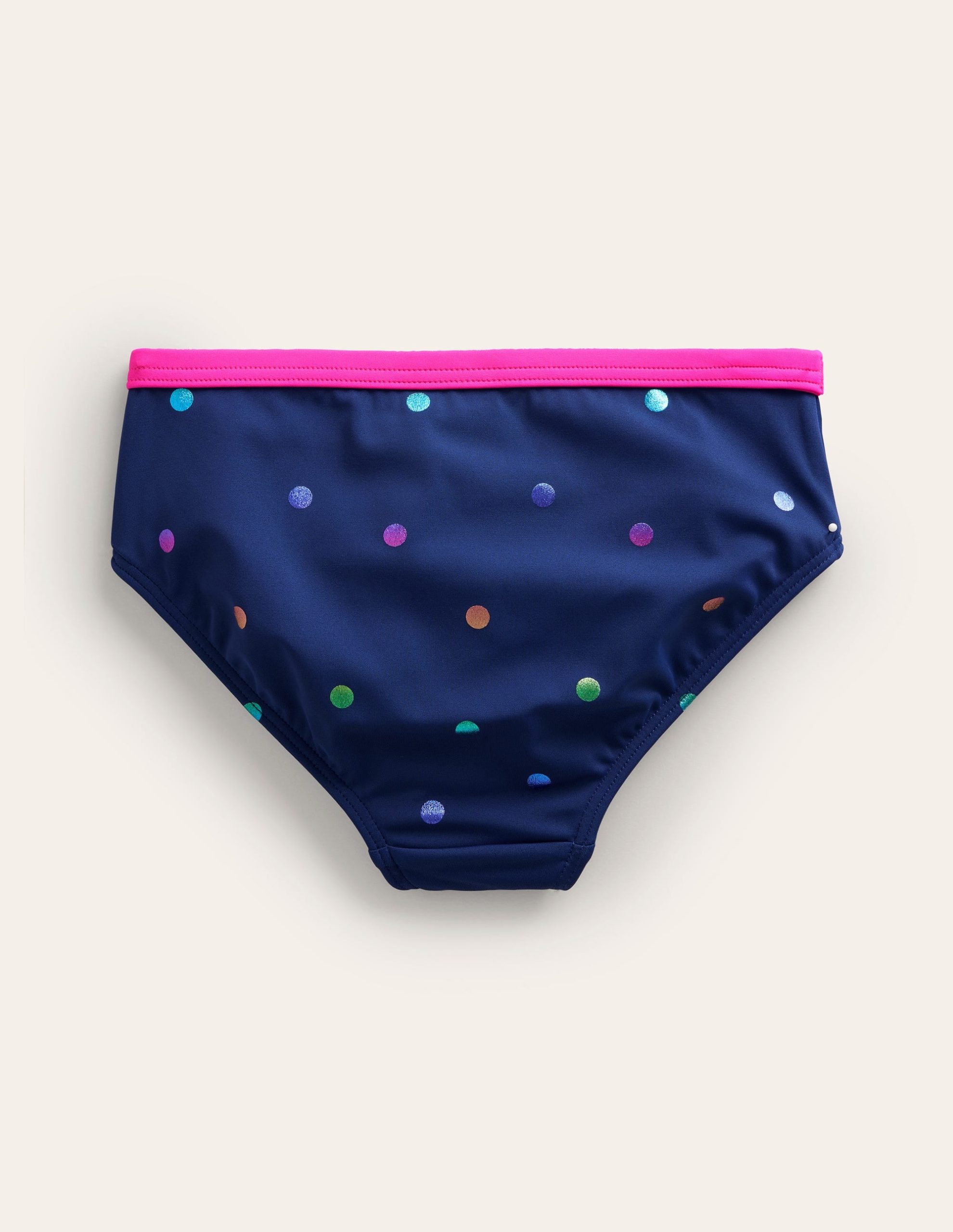 Patterned Bikini Bottoms-Navy Rainbow Confetti Spot - Image 2