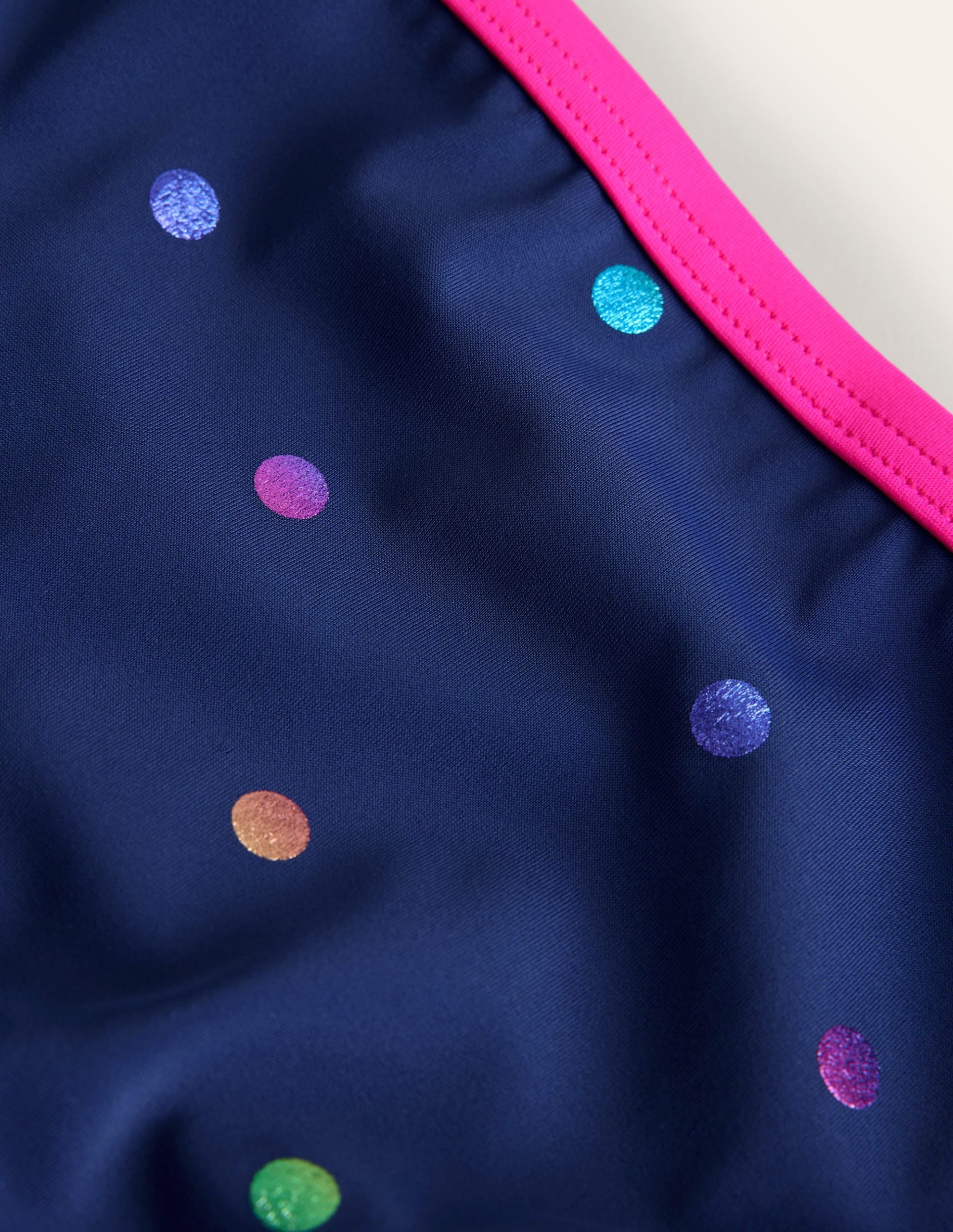 Patterned Bikini Bottoms-Navy Rainbow Confetti Spot - Image 3