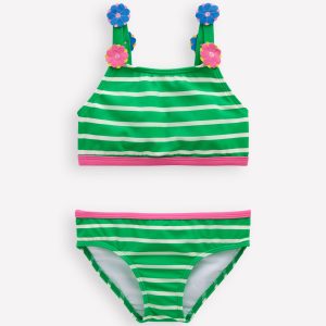 Applique Strap Bikini-Sapling Green Stripe Hearts