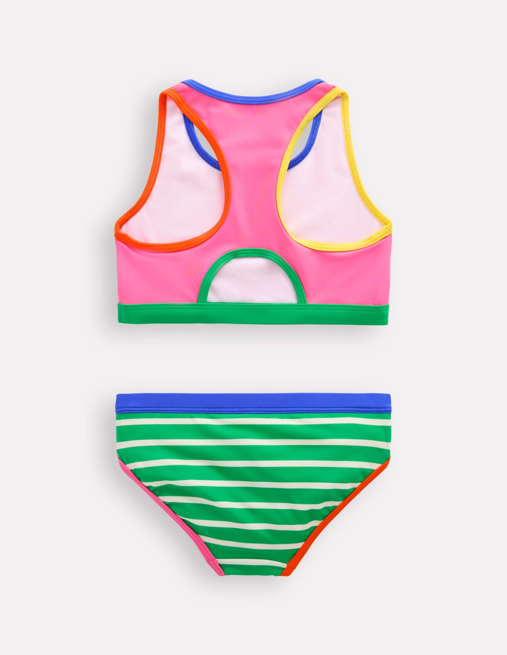 Racerback Bikini-Flamingo Pink/Pea Green Stripe - Image 3