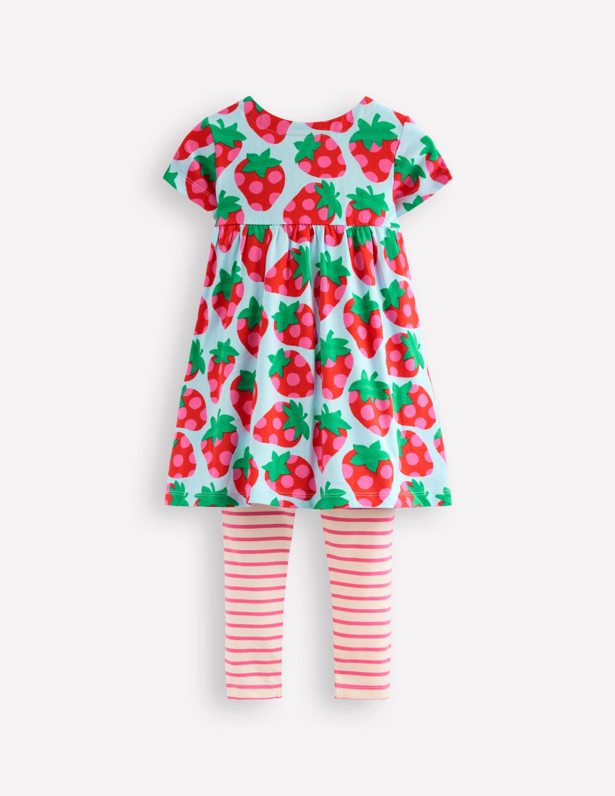 Short-sleeved print tunic set-Misty Blue Strawberry - Image 2