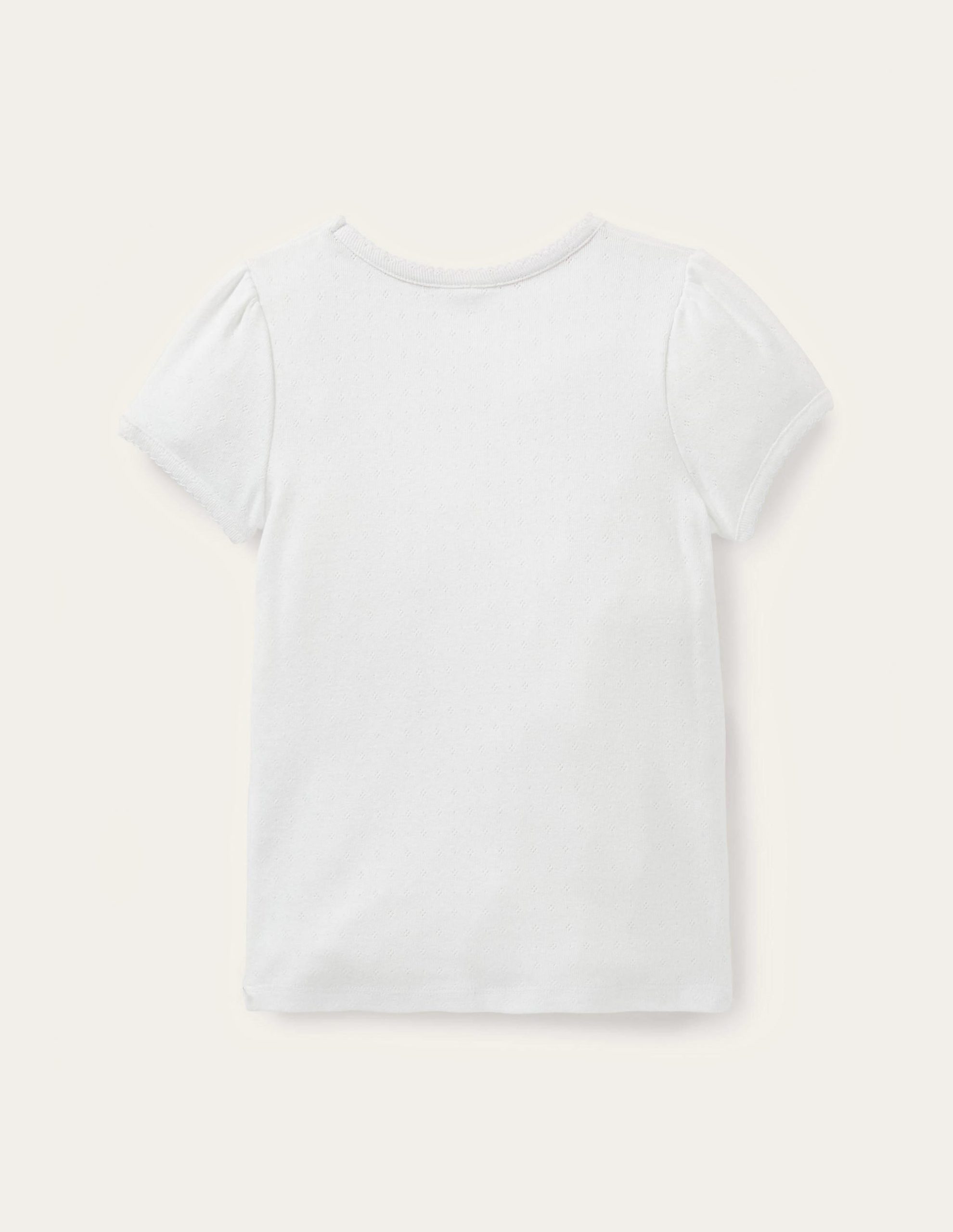 Short Sleeve Pointelle Top-White - Image 2
