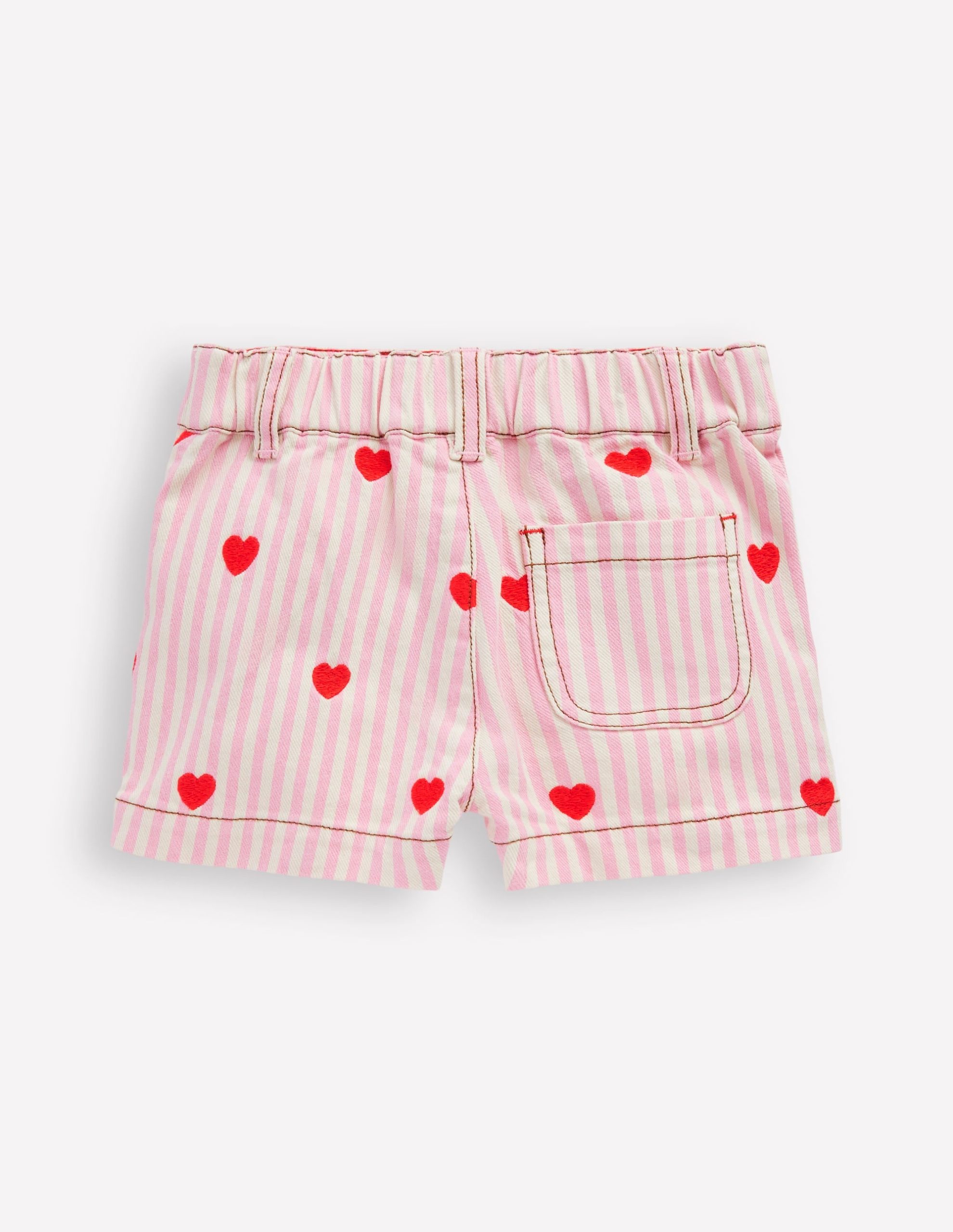 Patch Pocket Shorts-Bubblegum Pink/ Ivory Hearts - Image 2