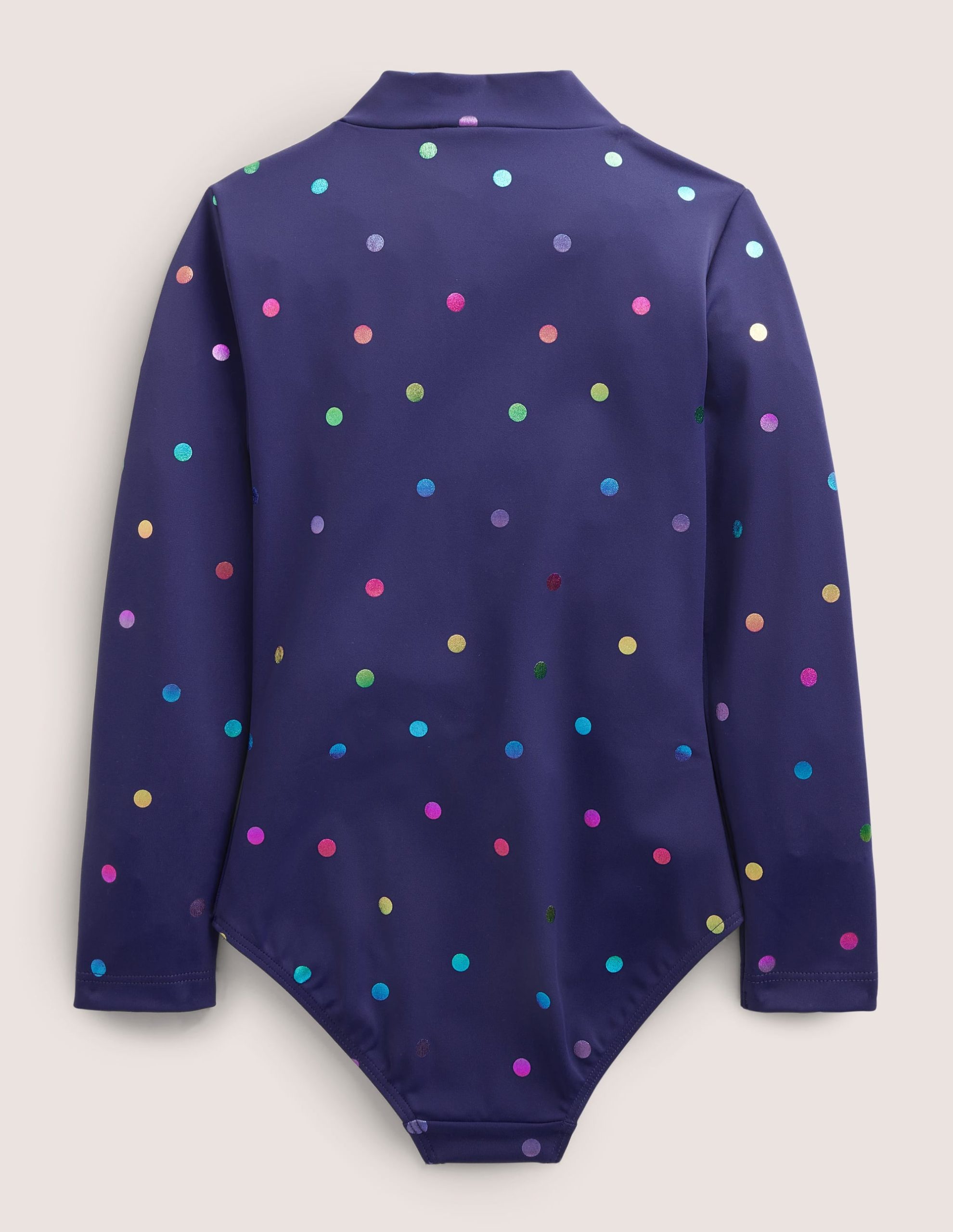 Long-Sleeved Swimsuit-Navy Rainbow Confetti Spot - Image 2