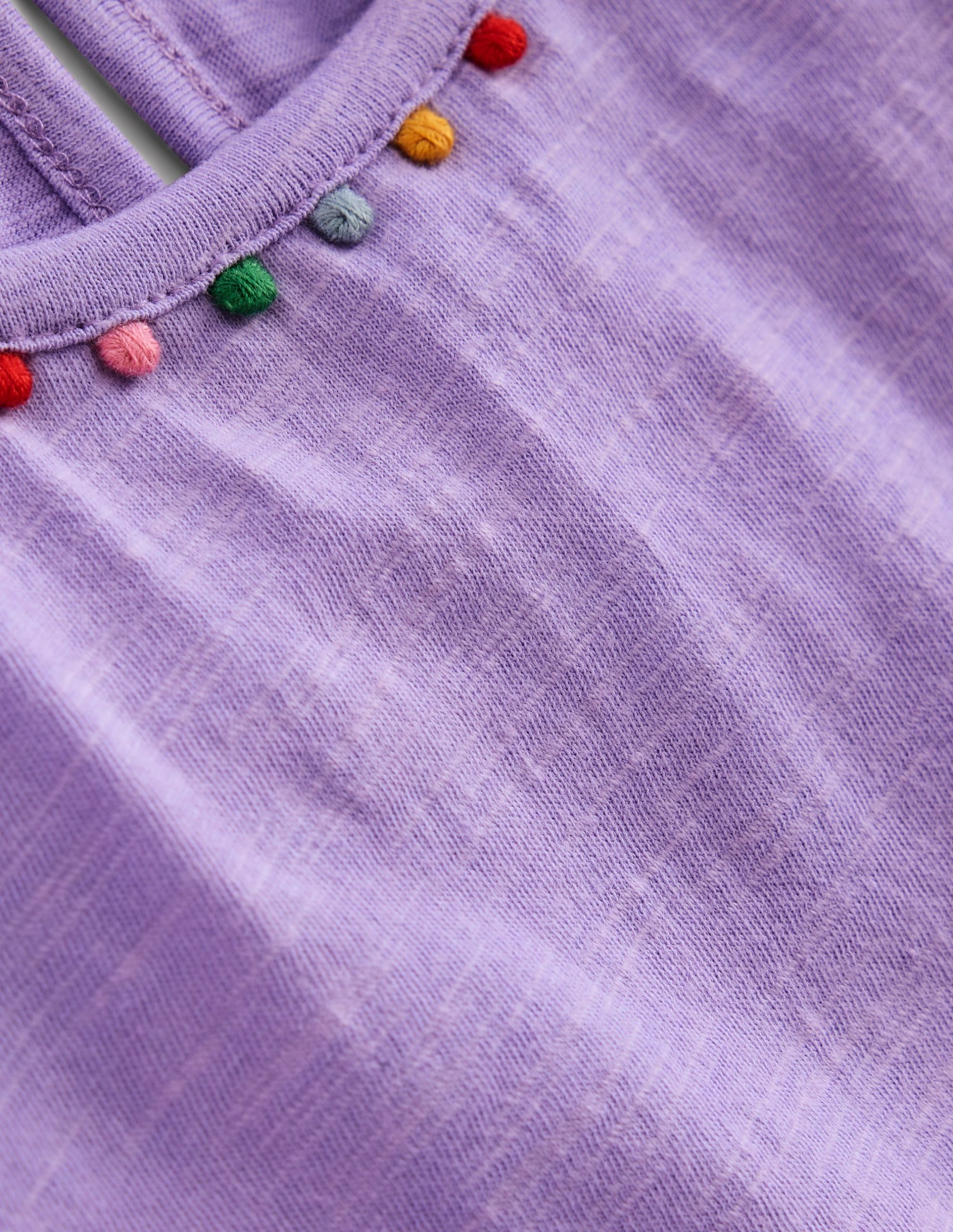 Ali Puff Sleeve Pom T-shirt-Lavender Purple - Image 3