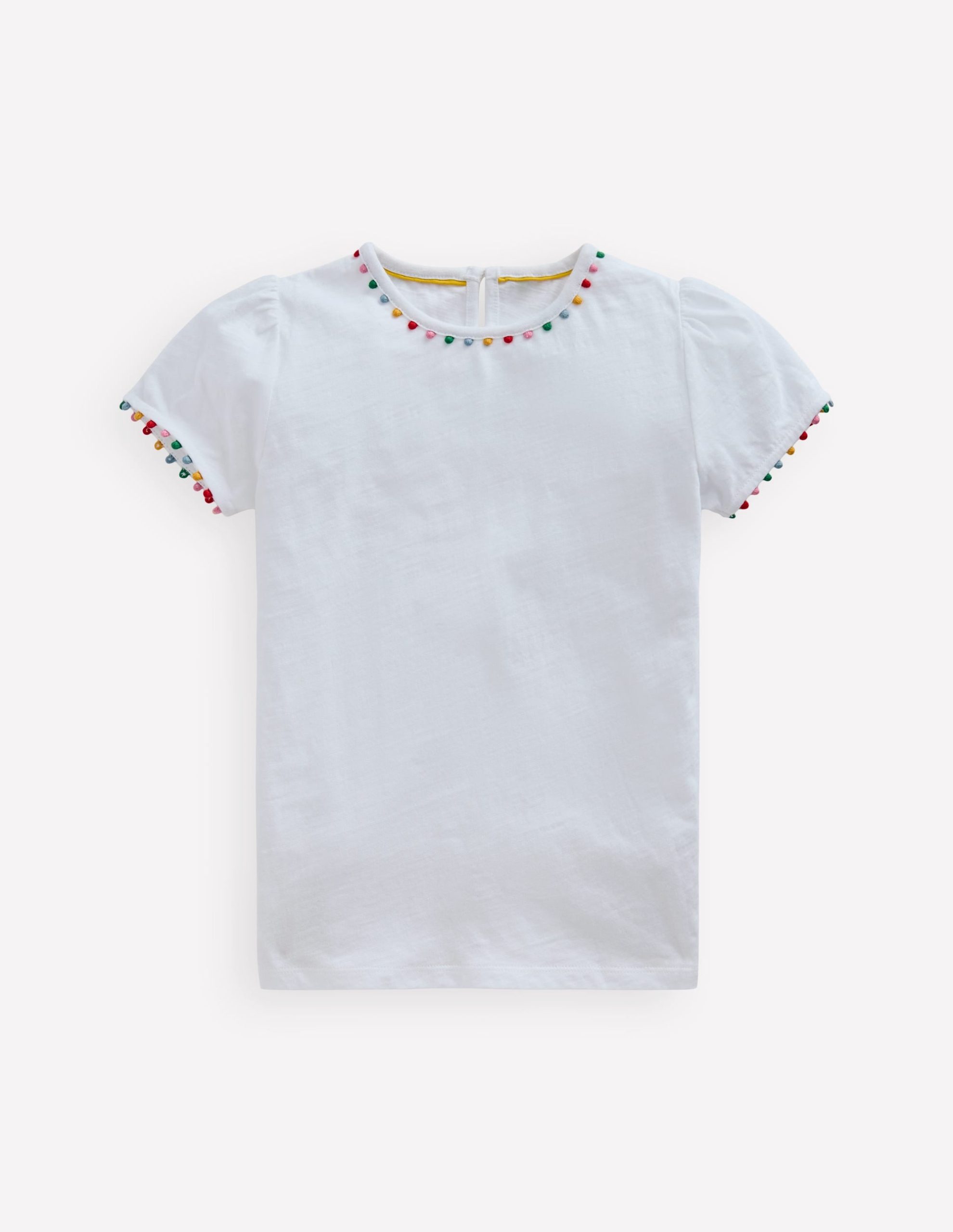 Ali Puff Sleeve Pom T-shirt-White - Image 2