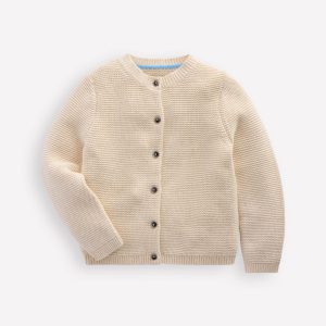 Essential Crew Neck Cardigan-Ecru