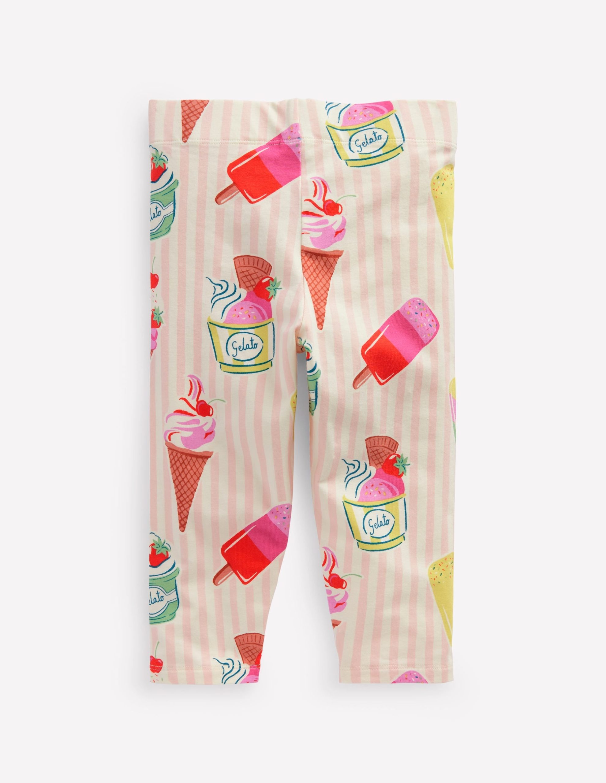 Fun Cropped Leggings-Pink Ice Cream Stripe - Image 2