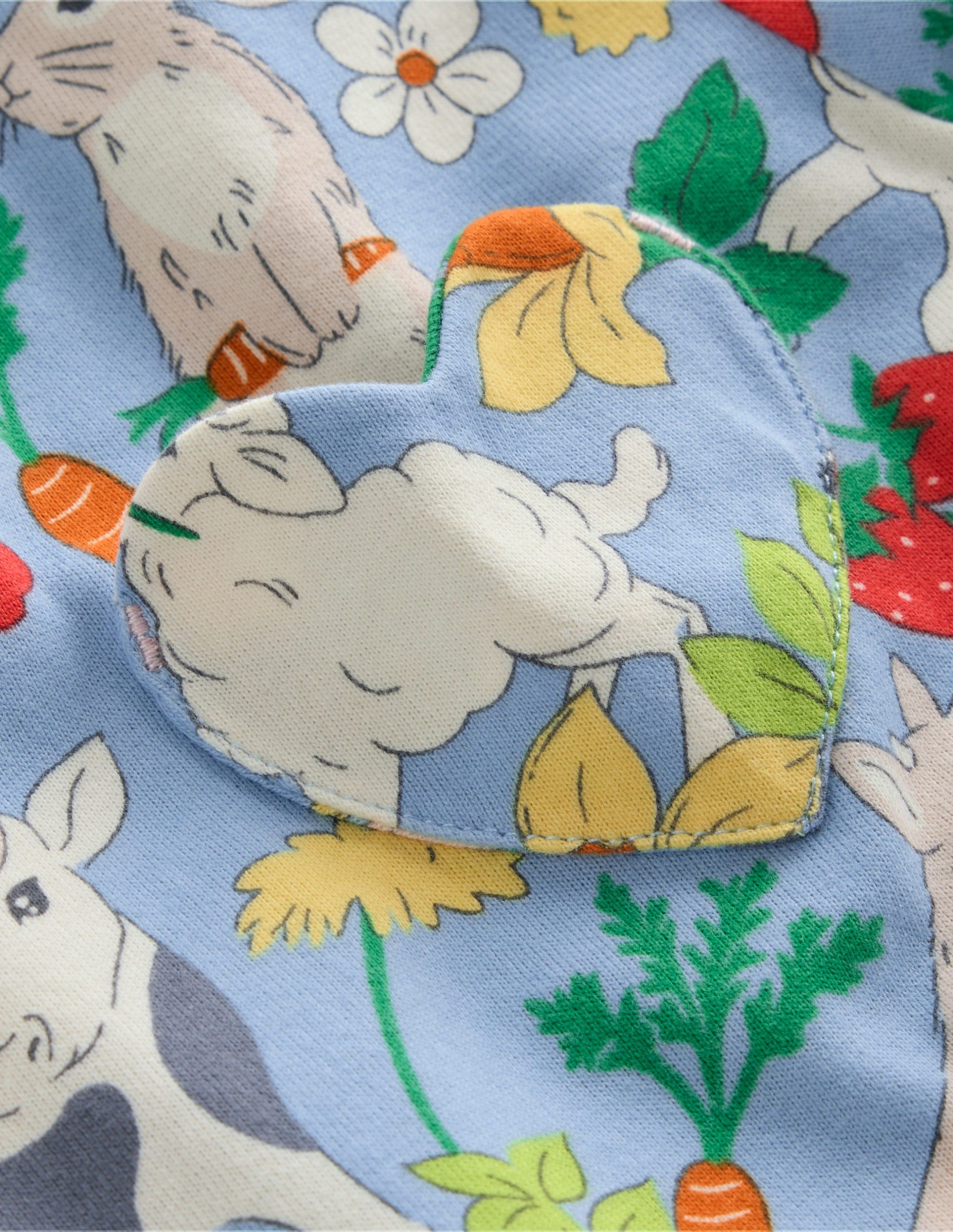 Heart Pocket Fun Jersey Dress-Misty Blue Spring Meadow - Image 5