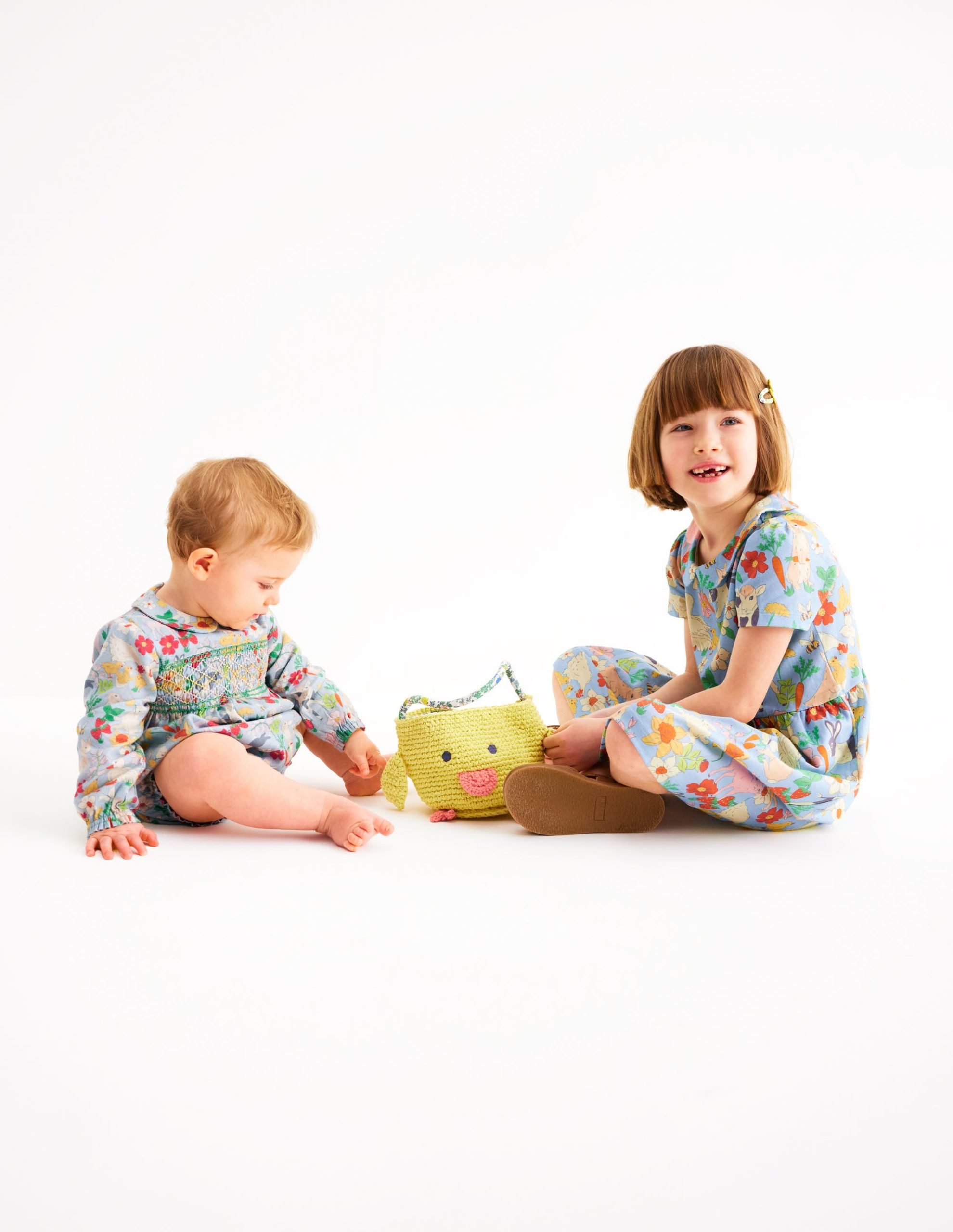 Heart Pocket Fun Jersey Dress-Misty Blue Spring Meadow - Image 4