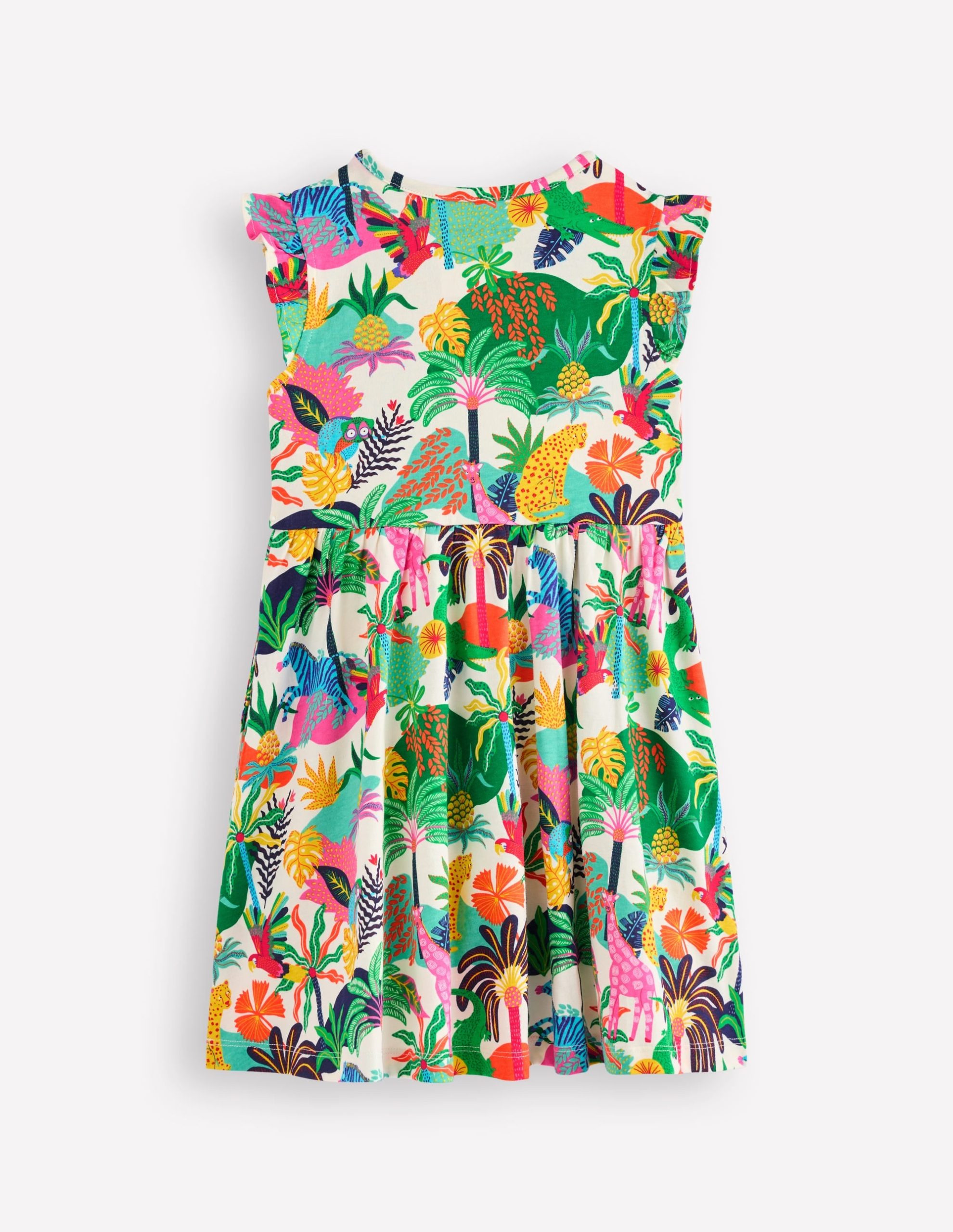 Posie Frill Sleeve Dress-Soft Ivory Multi Jungle - Image 2