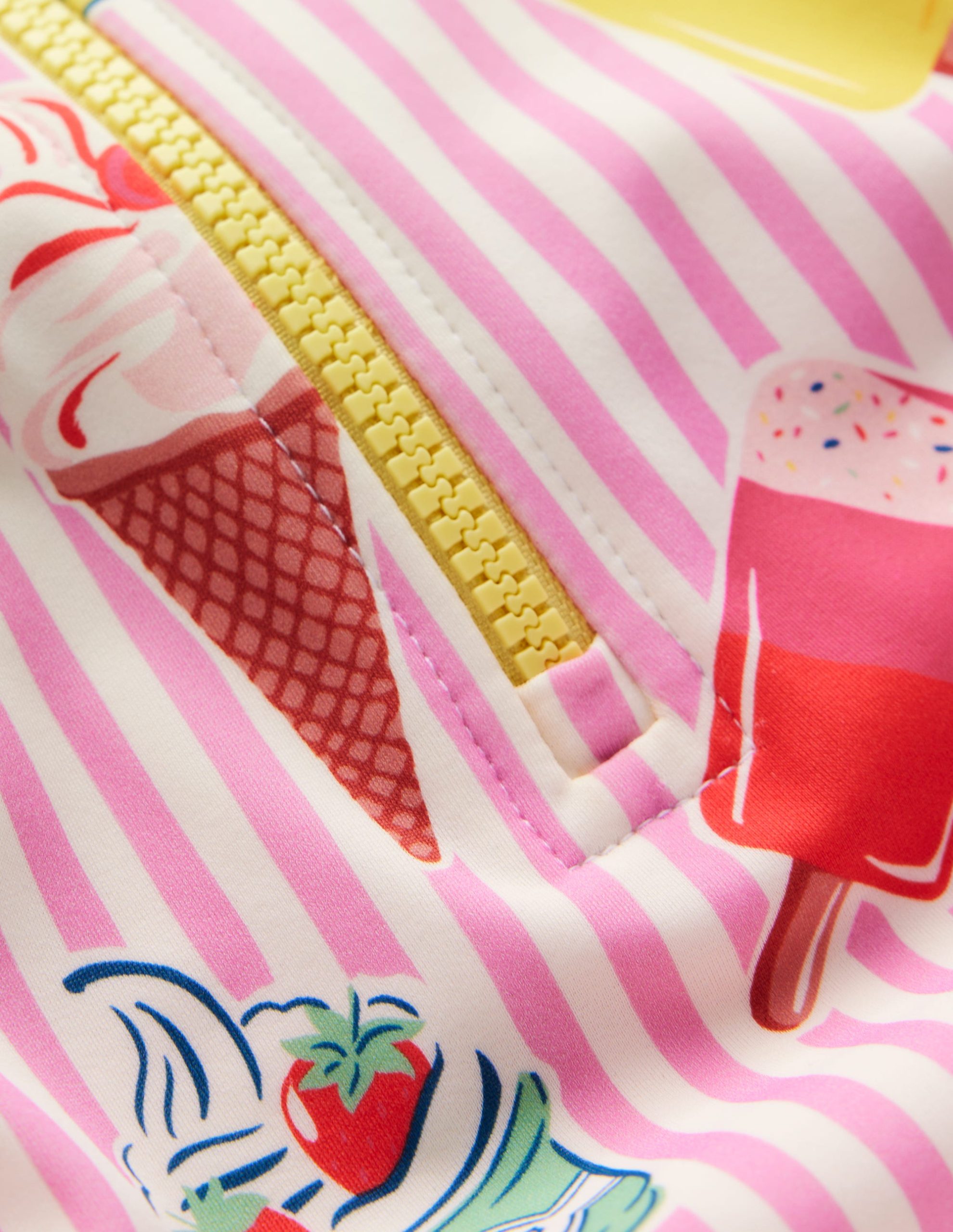 Short-sleeved Swimsuit-Vintage Pink Ice Cream Stripe - Image 3