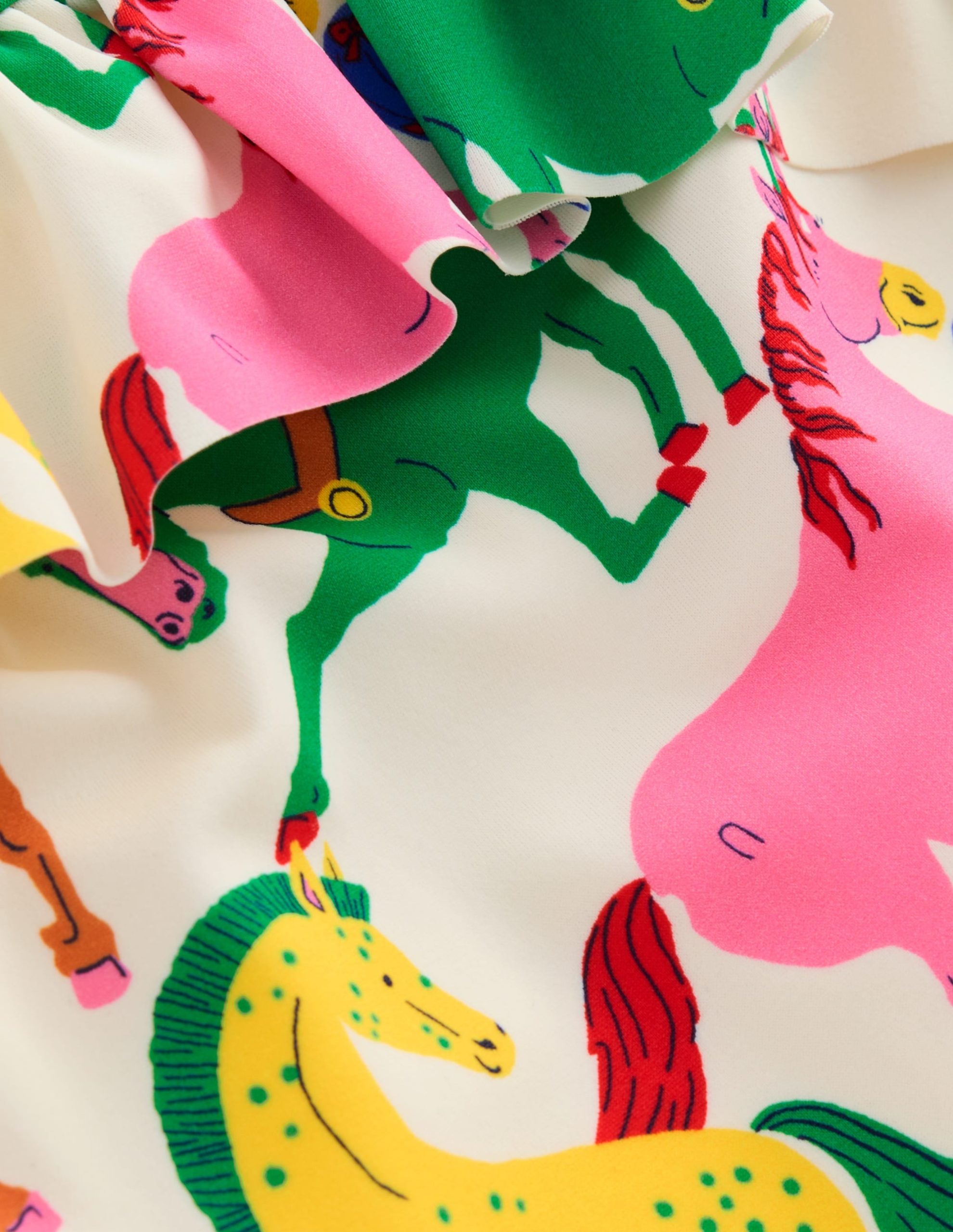 Lila One Shoulder Swimsuit-Multi Rainbow Horses - Image 3