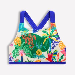 Cross-back Bikini Top-Soft Ivory Multi Jungle