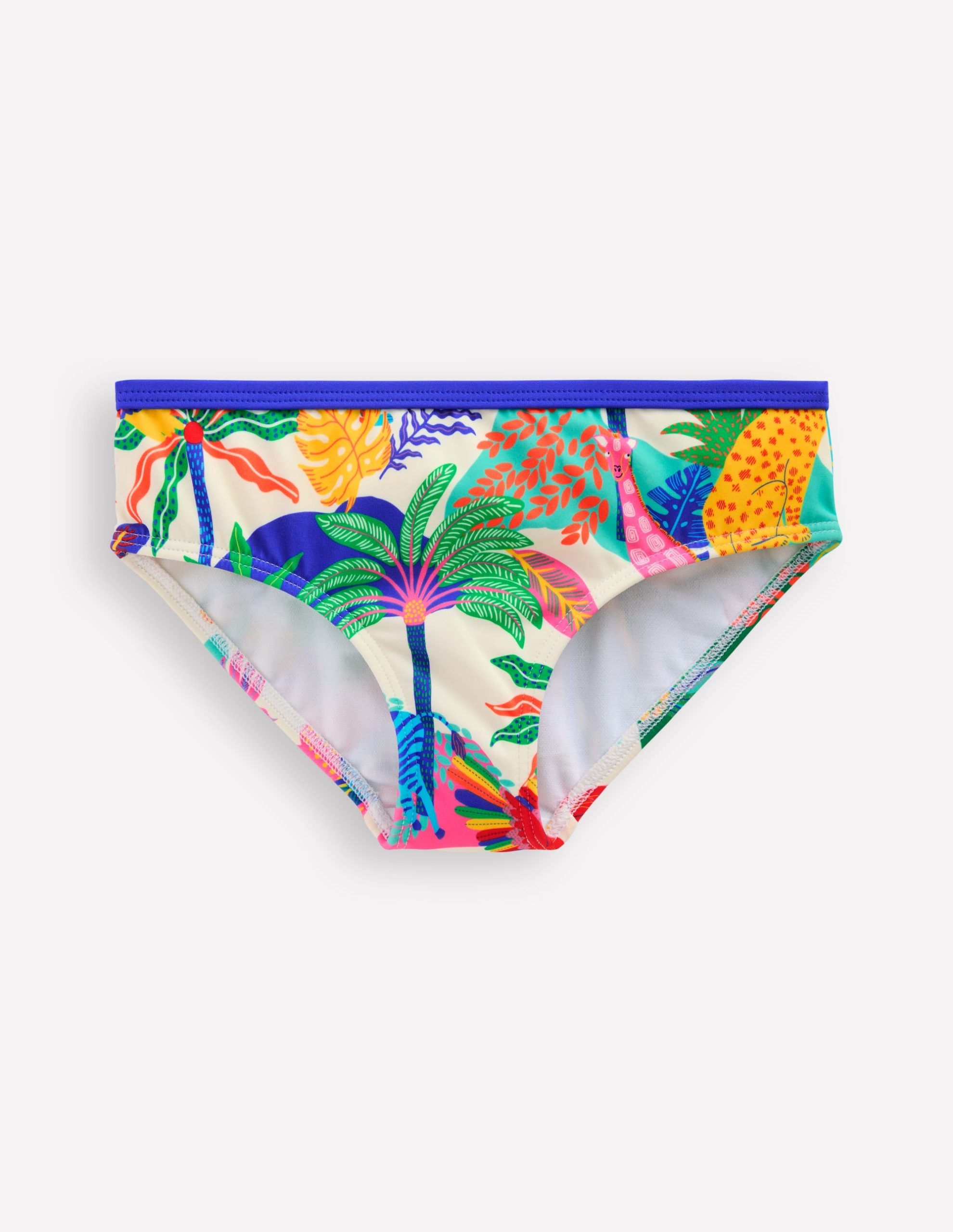 Patterned Bikini Bottoms-Soft Ivory Multi Jungle