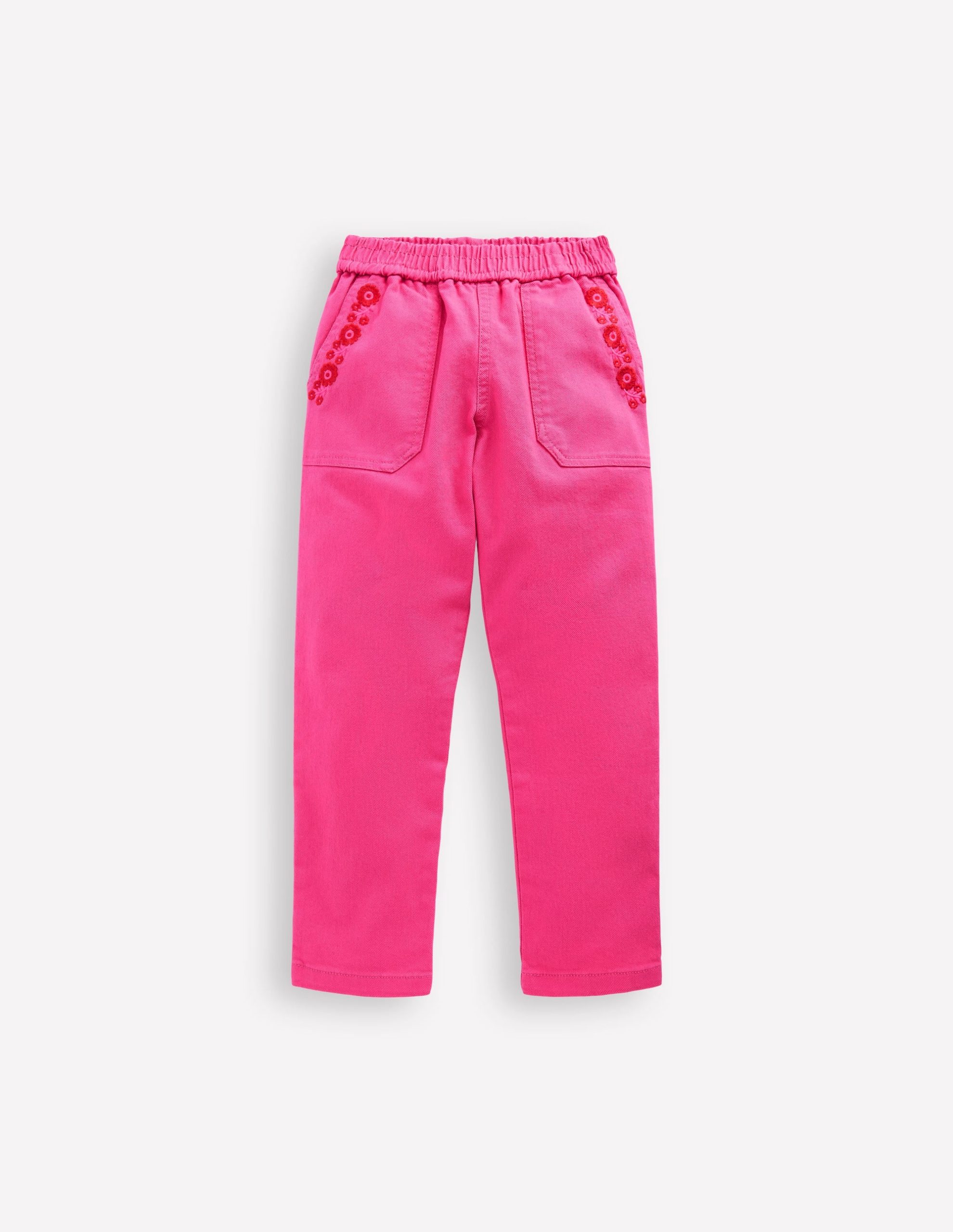 Pull-On Pants-Sorbet Pink Embroidered
