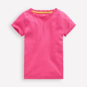 Short Sleeve Ribbed T-shirt-Flamingo Pink