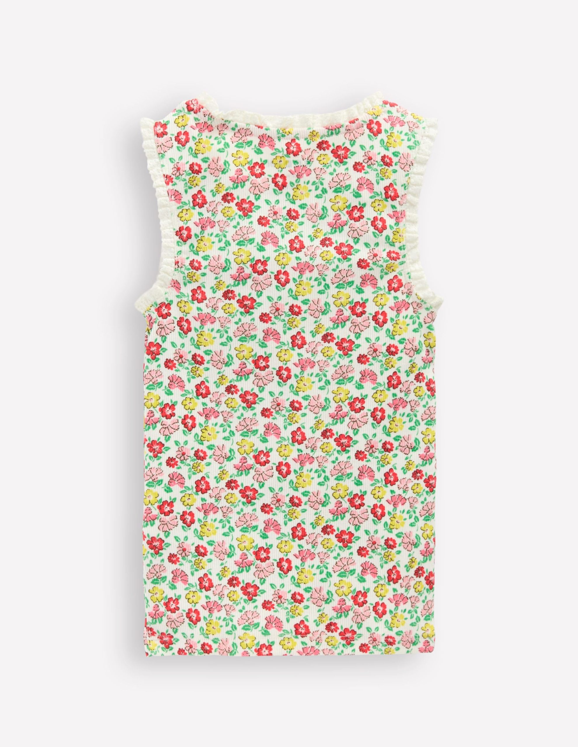 Ribbed Lace Trim Tank Top-Multi Summer Flowerbed - Image 5
