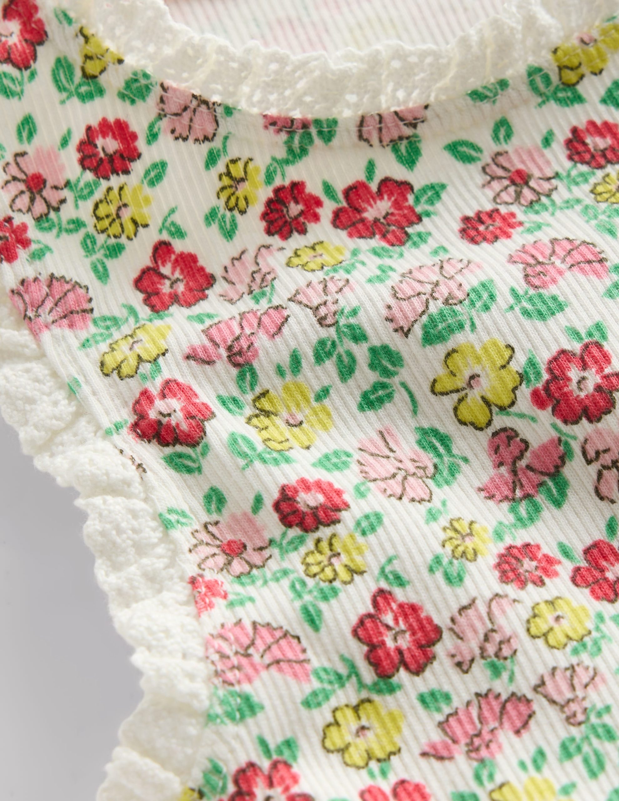 Ribbed Lace Trim Tank Top-Multi Summer Flowerbed - Image 6