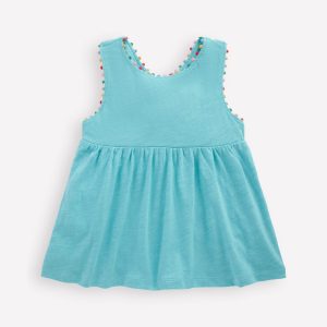 Cross-back Pom Top-Caribbean Blue