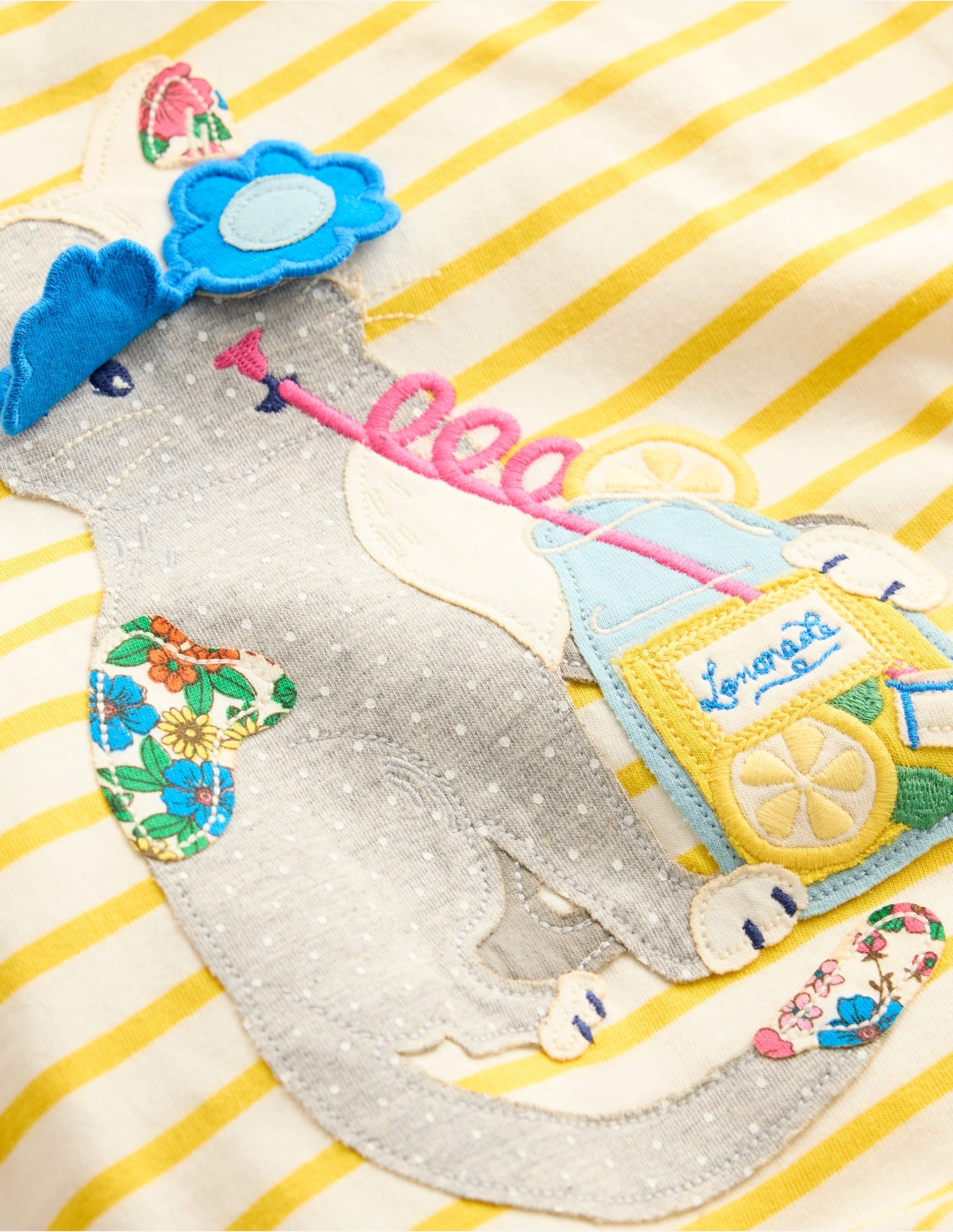 Lift The Flap Short Sleeve Top-Pineapple Yellow Stripe Cat - Image 4