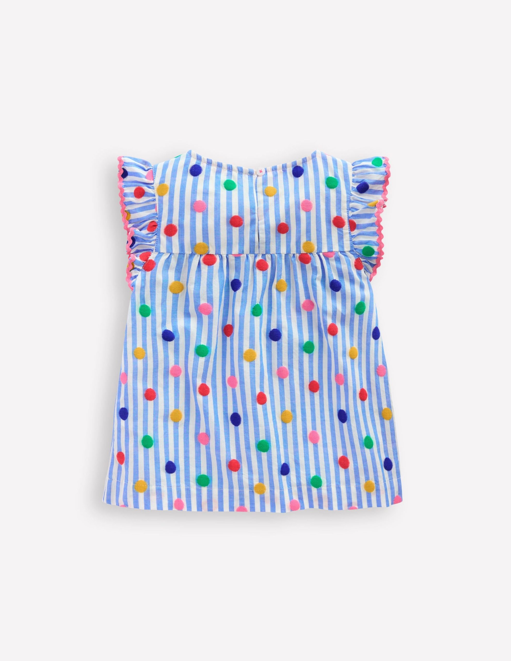 Frill Sleeve Woven Top-Peacock Plume Blue Spot - Image 3