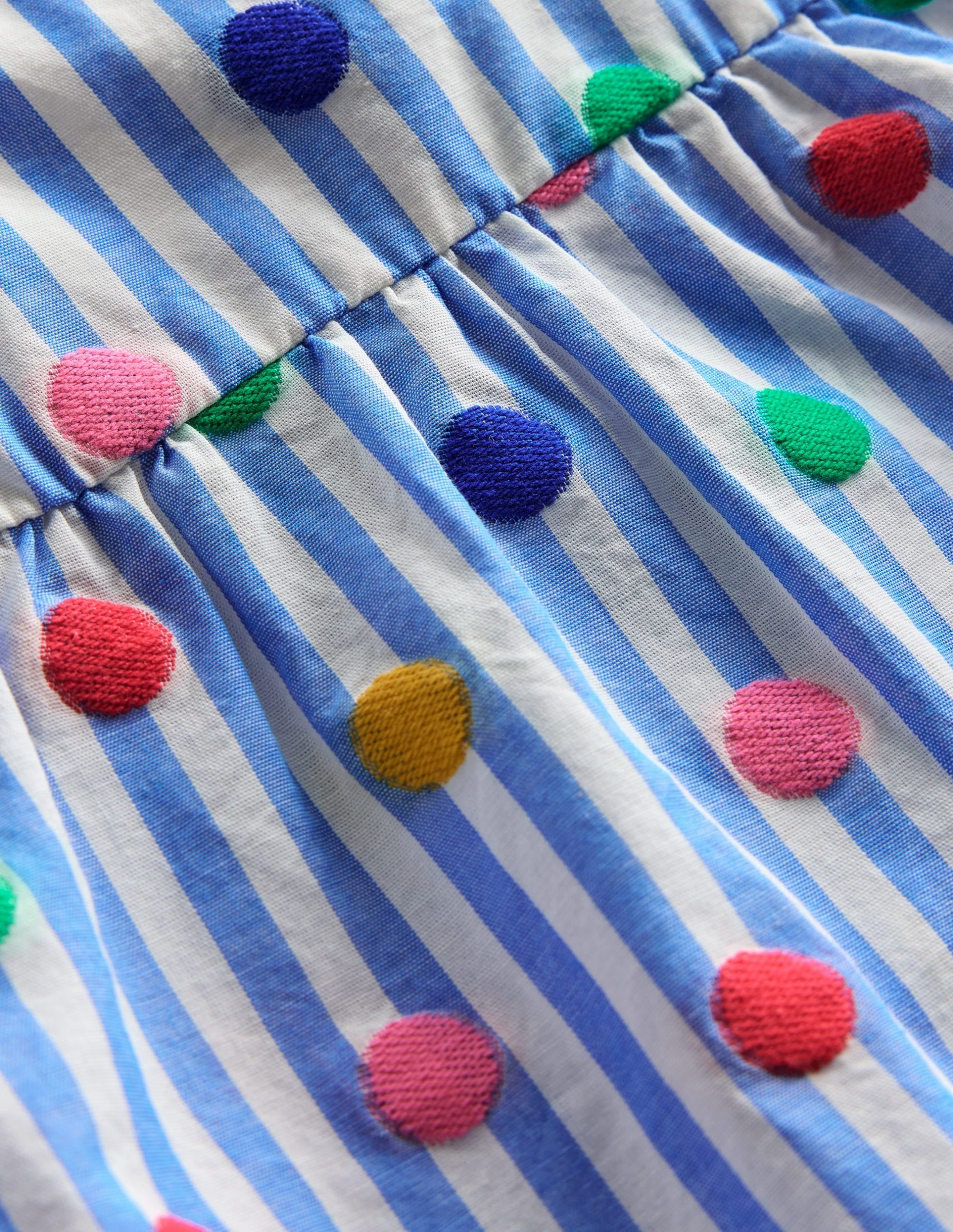 Frill Sleeve Woven Top-Peacock Plume Blue Spot - Image 4