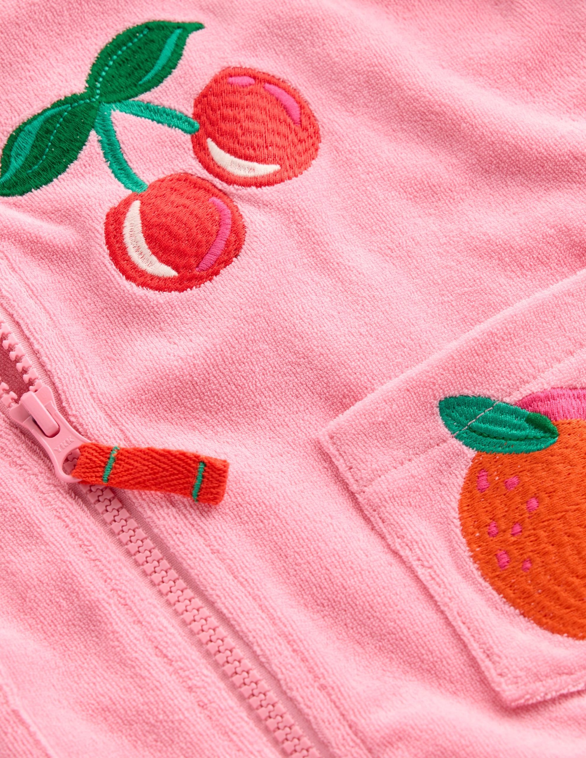 Zip-Through Towelling Hoodie-Chalk Pink Fruit - Image 3