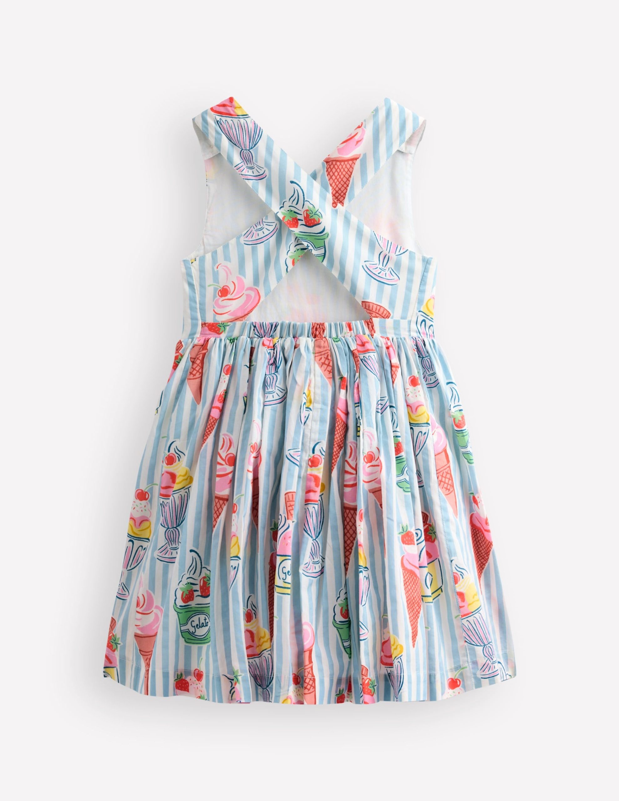 Harper Cross-Back Dress-Vintage Blue Ice Cream Stripe - Image 3