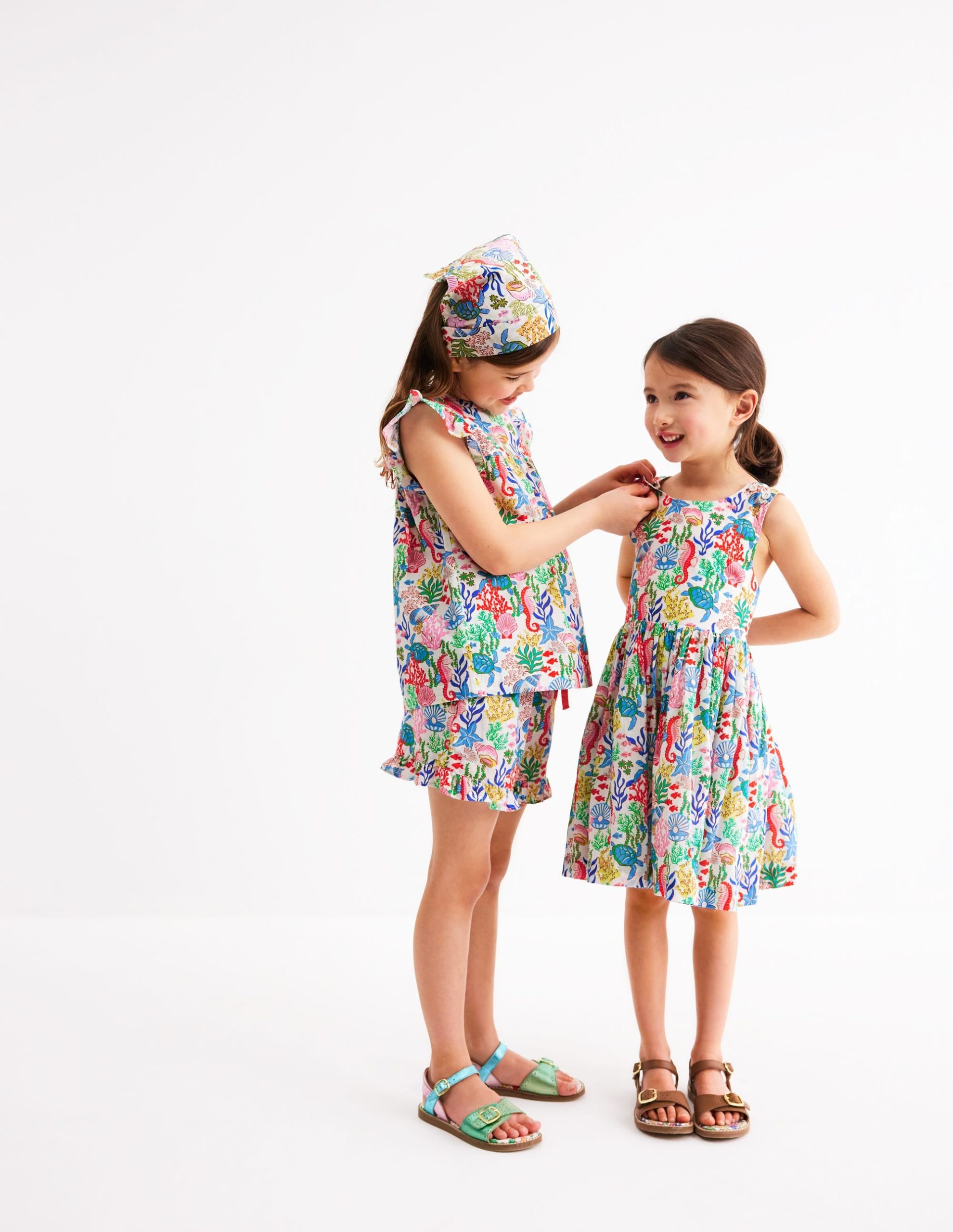 Harper Cross-Back Dress-Multi Coral Cove - Image 3