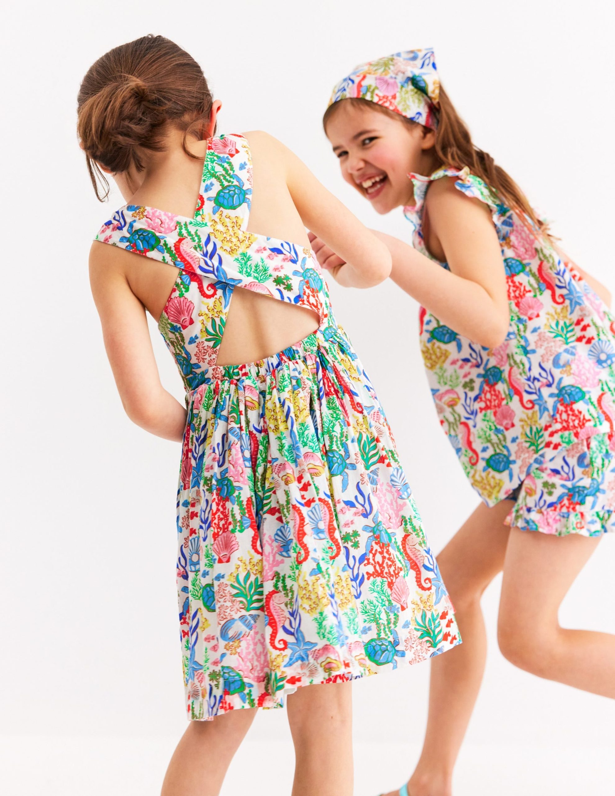 Harper Cross-Back Dress-Multi Coral Cove - Image 4