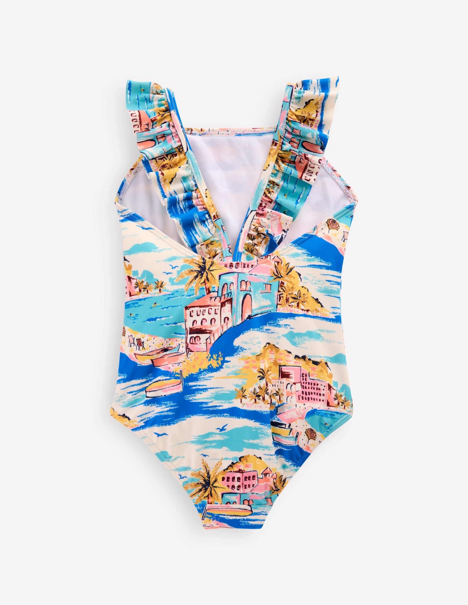 Hallie Frill Strap Swimsuit-Multi Coastal Scene - Image 2