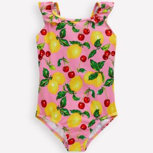 Hallie Frill Strap Swimsuit-Cosmos Pink Lemons & Cherries