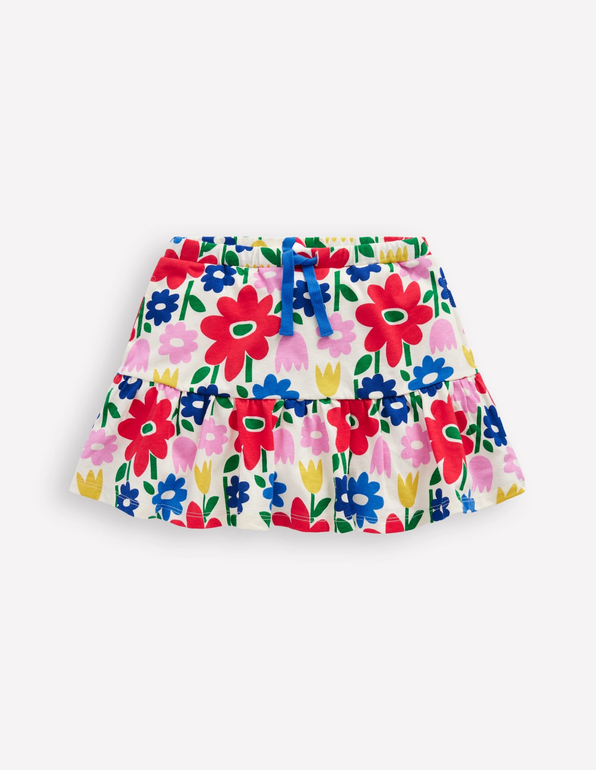 Tiered Jersey Skort-Multi Pop Flower