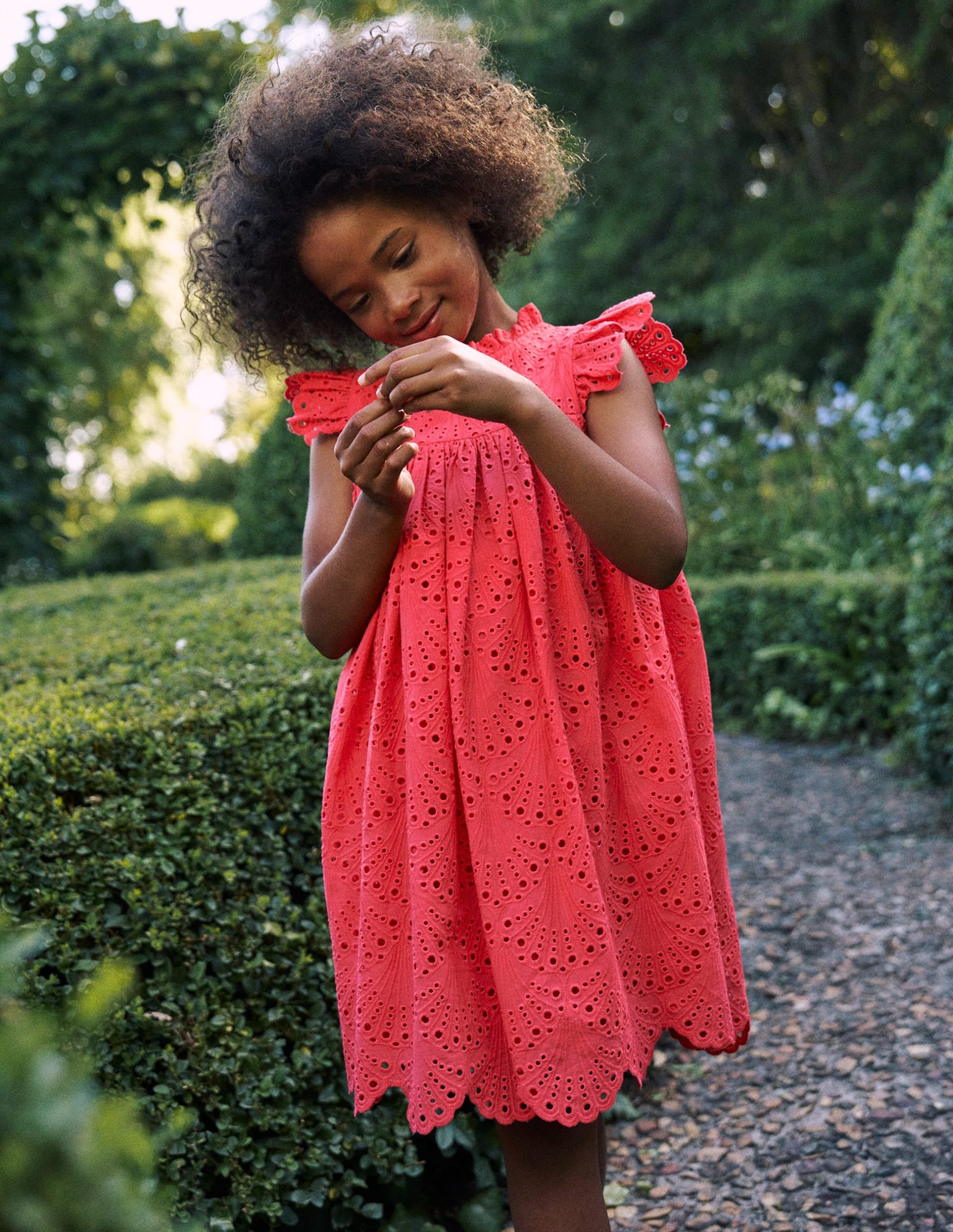 Scallop Broderie Dress-Camelia Pink