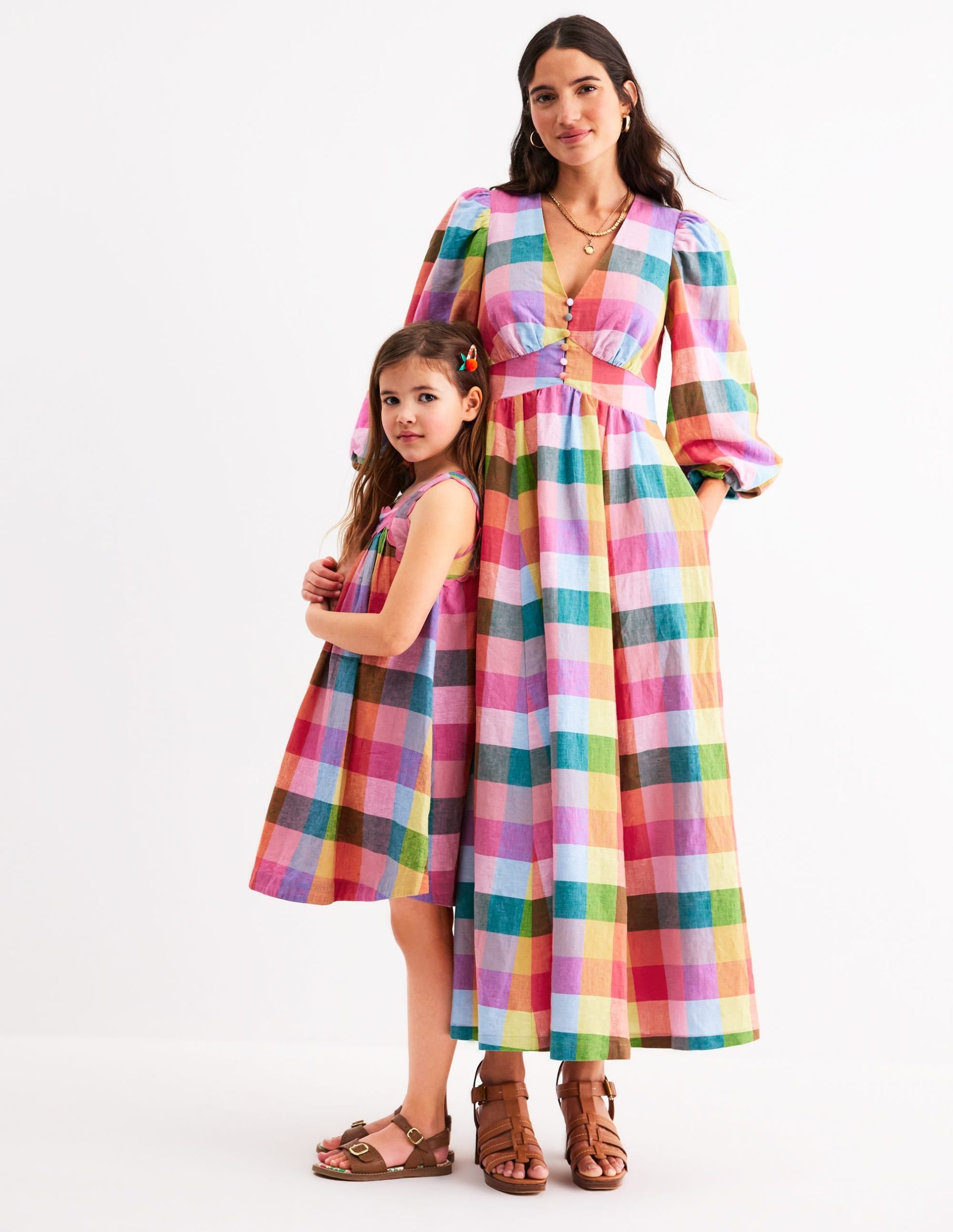 Maribel Strappy Swing Sundress-Multigingham Check - Image 3