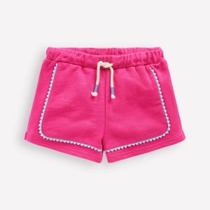 Pom Trim Jersey Short-Raspberry Pink