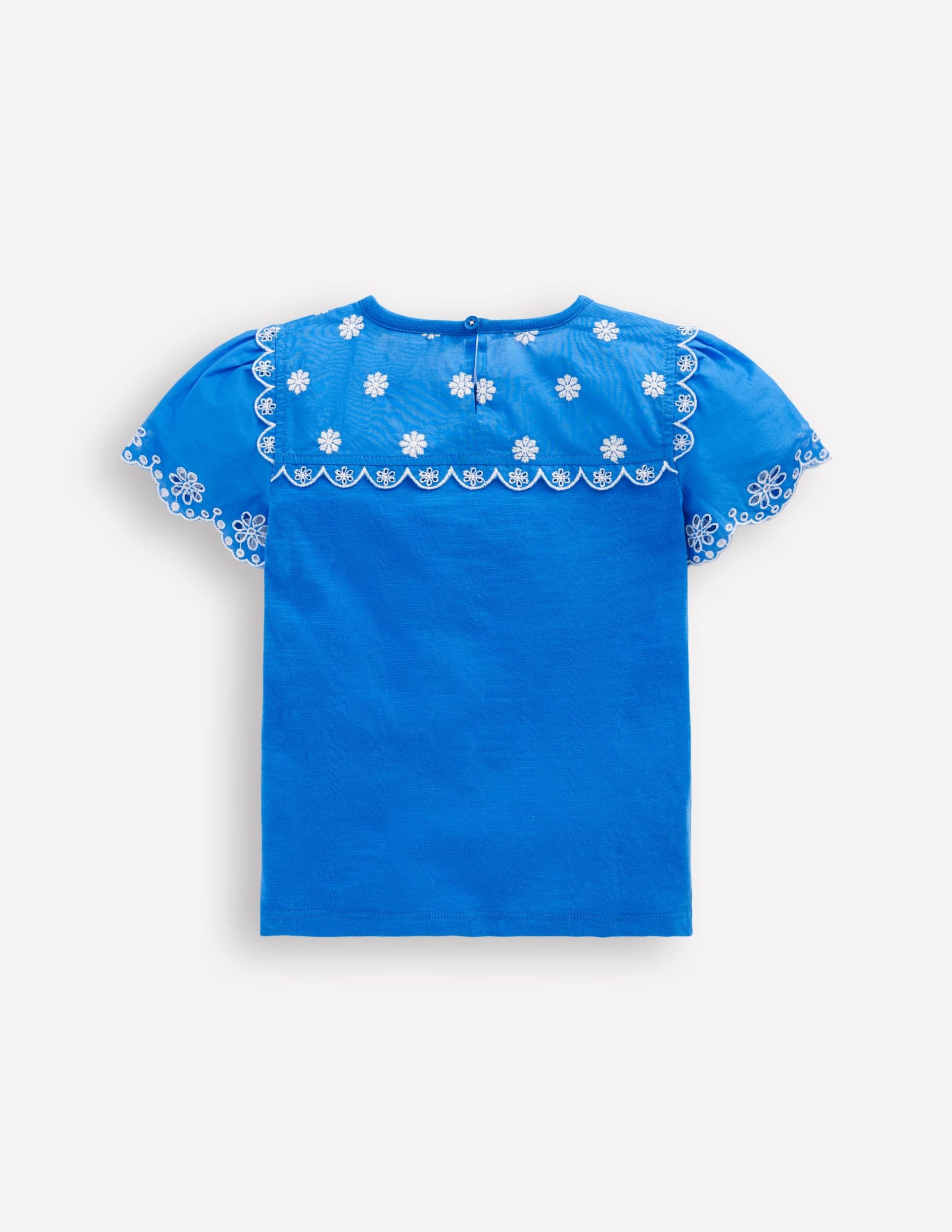 Broderie Sleeve Tee-Kingfisher Blue - Image 4