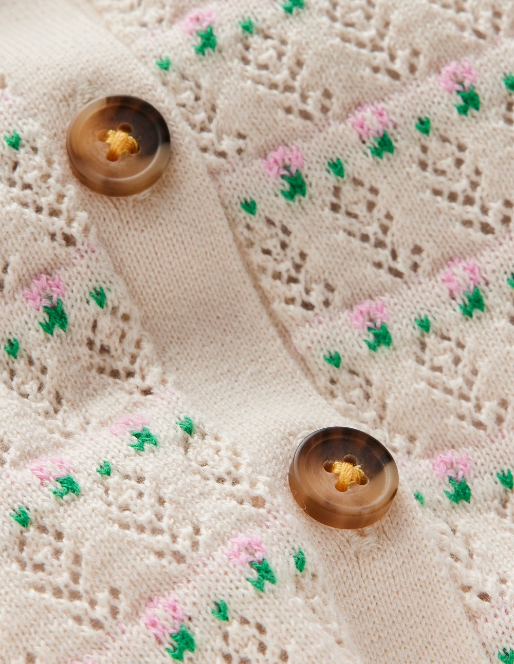 Pointelle Collared Cardigan-Warm Ivory - Image 4