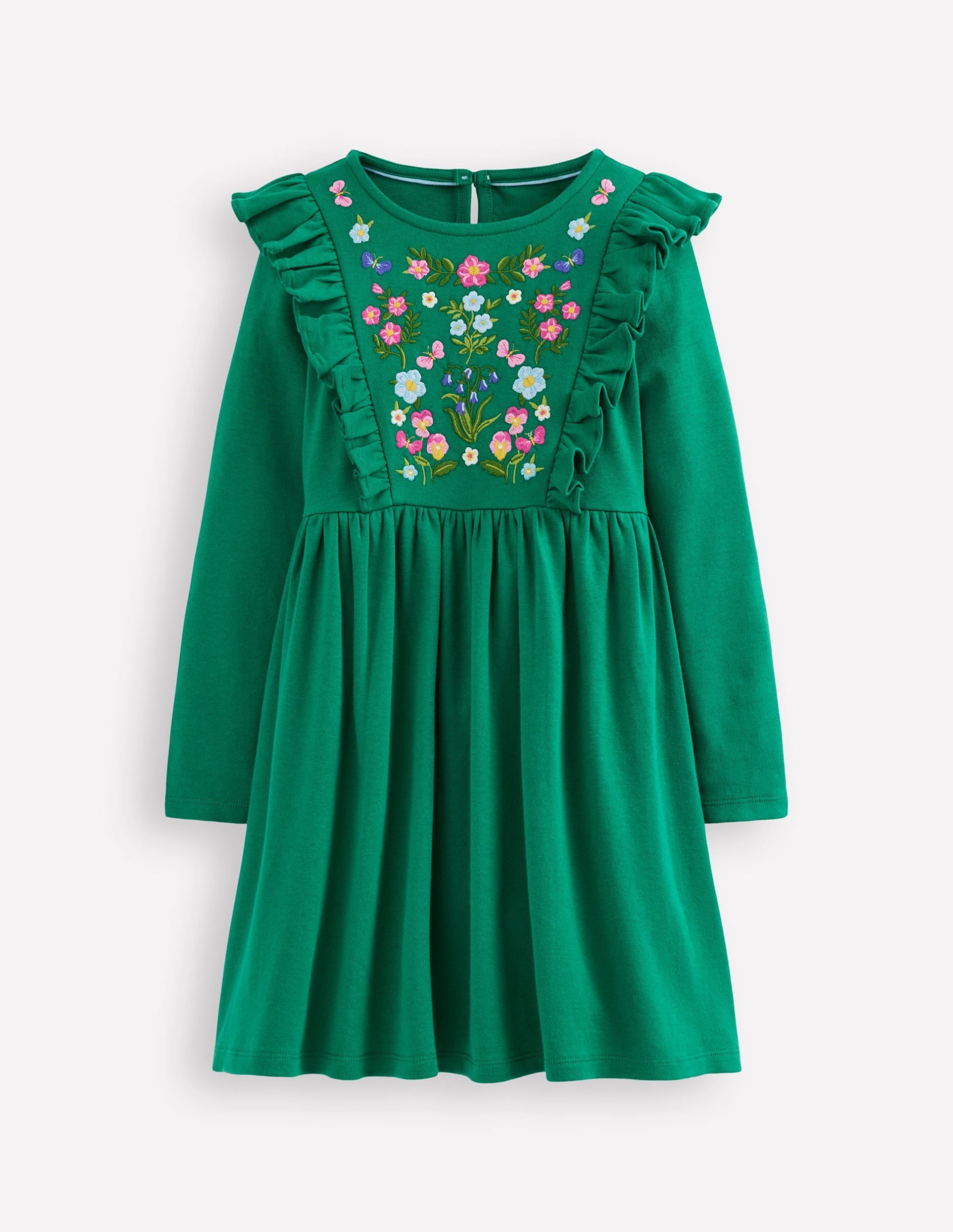 Embroidered Bodice Dress-Jewel Green - Image 2