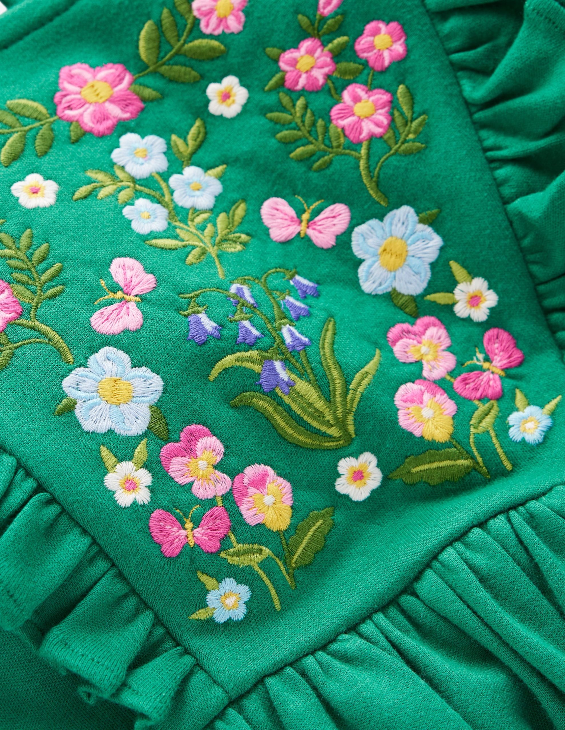 Embroidered Bodice Dress-Jewel Green - Image 4