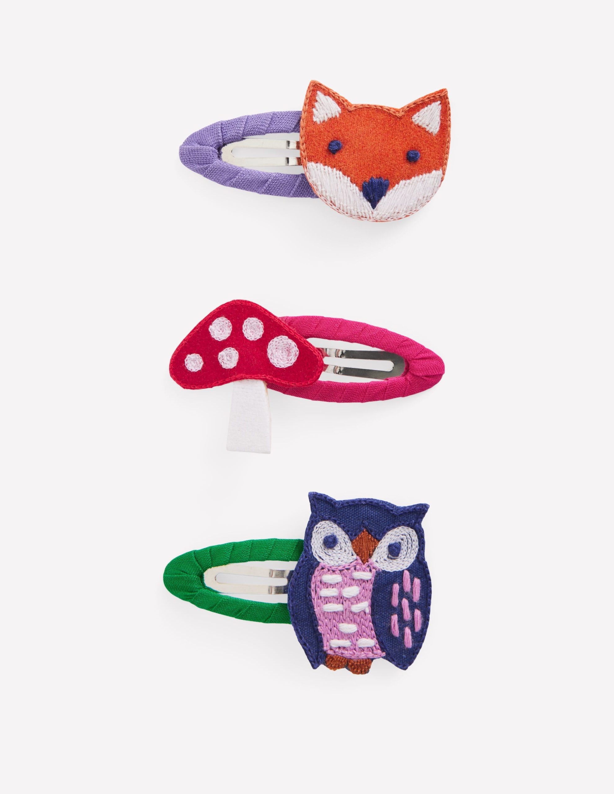 3-pack Hair Clips-Woodland Animals