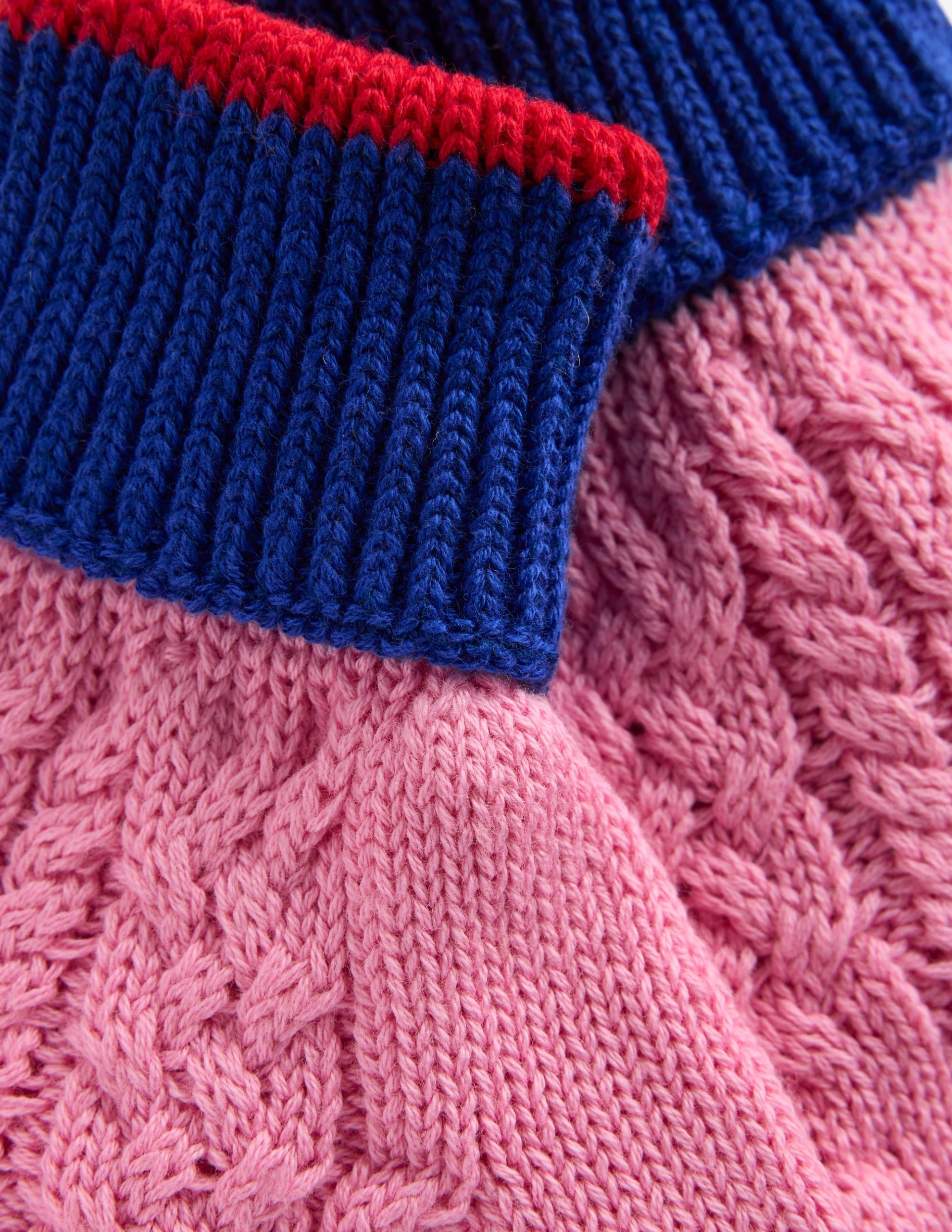 Knitted Gloves-Pink Colourblock - Image 2