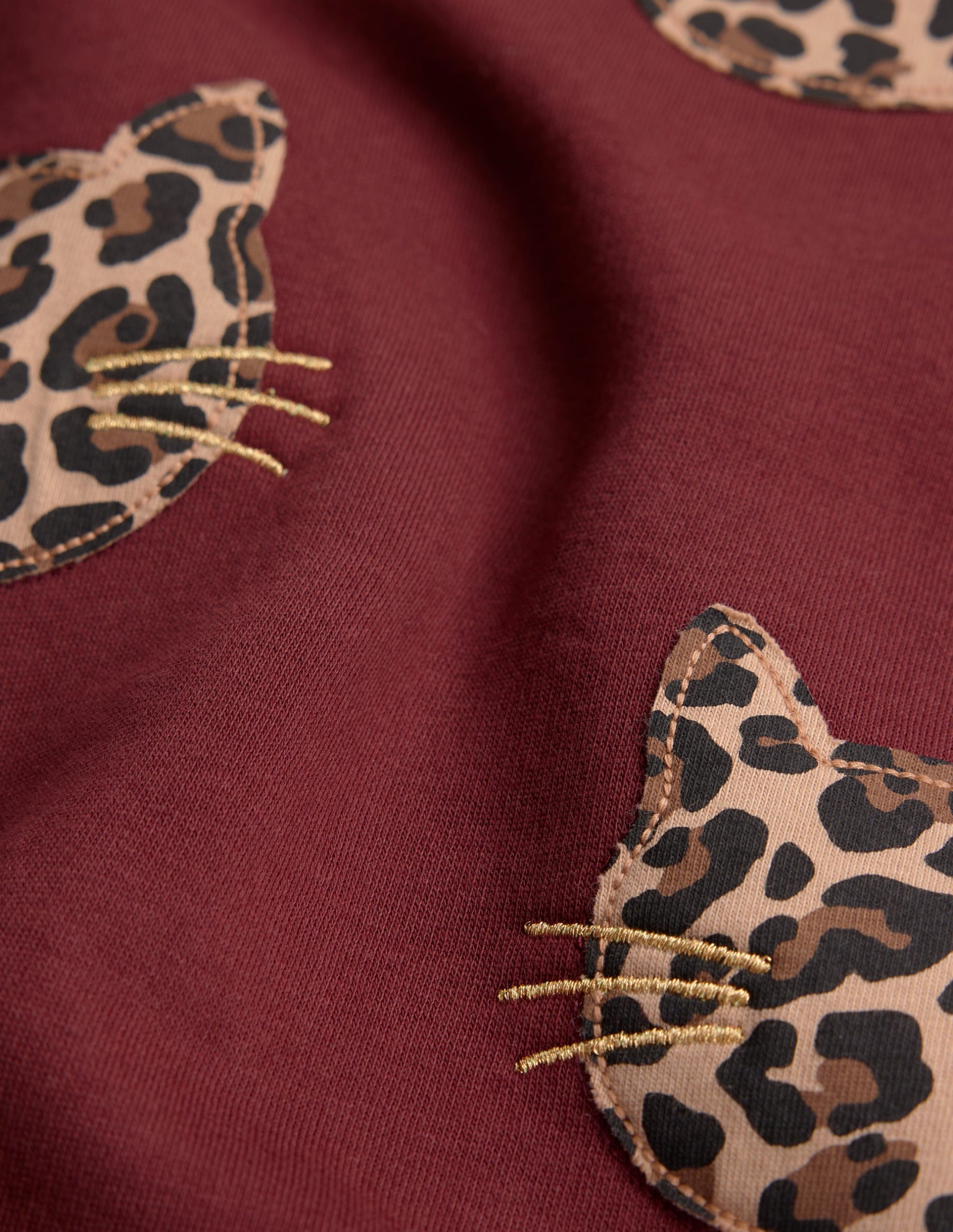 Ida Sweatshirt Appliqu?? Dress-Chestnut Cat Faces - Image 3