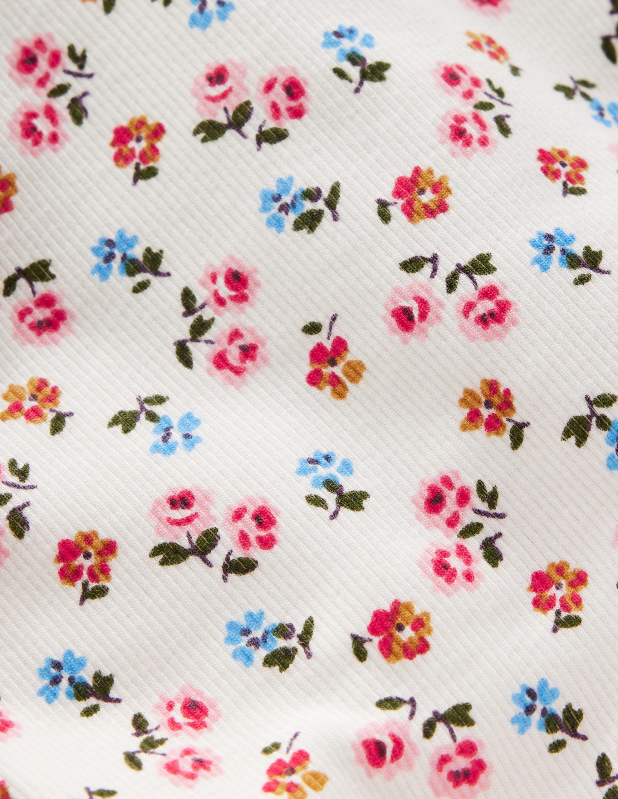 Ribbed Roll Neck Top-Soft Ivory Rose Sprig - Image 6