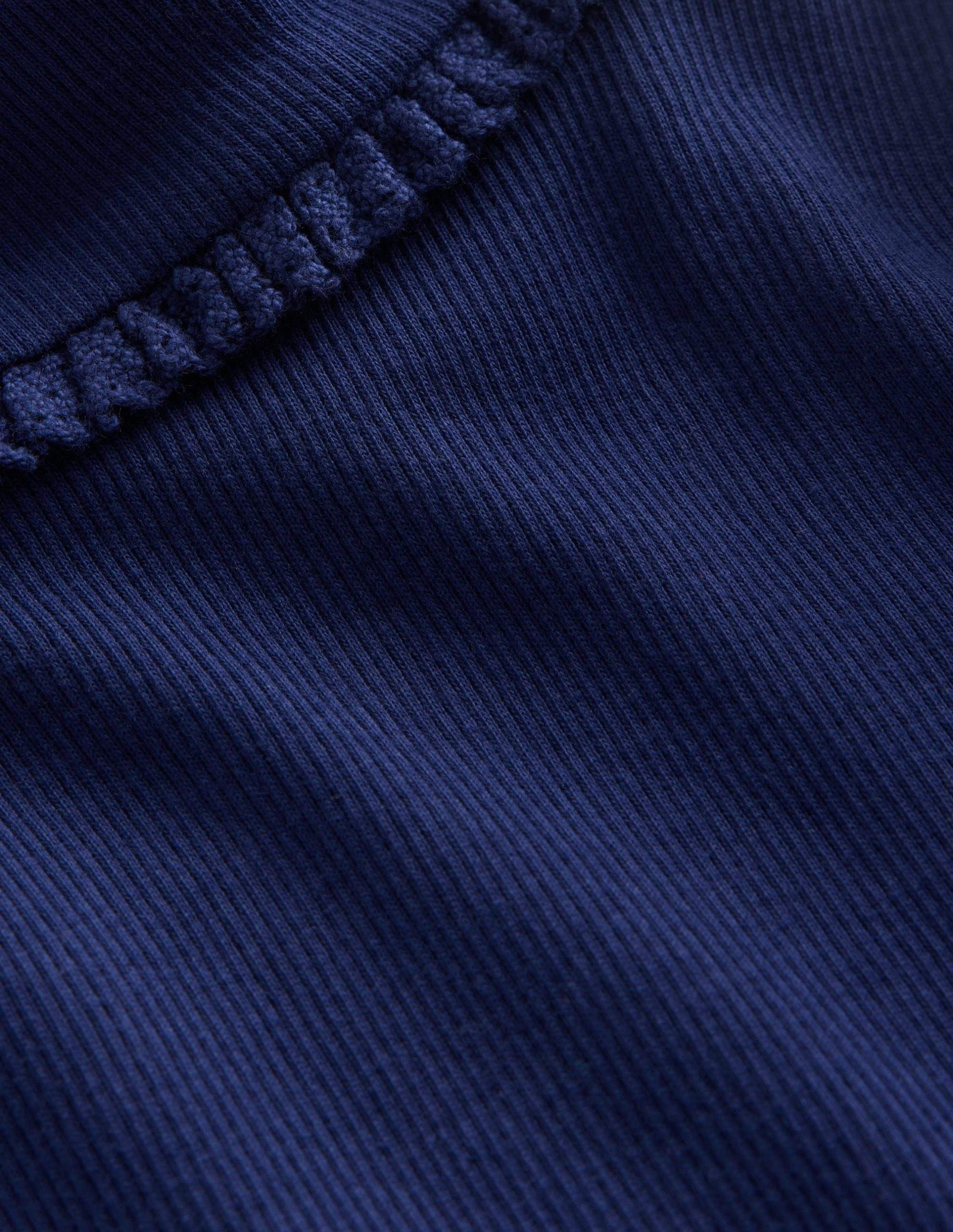 Ribbed Roll Neck Top-College Navy - Image 5