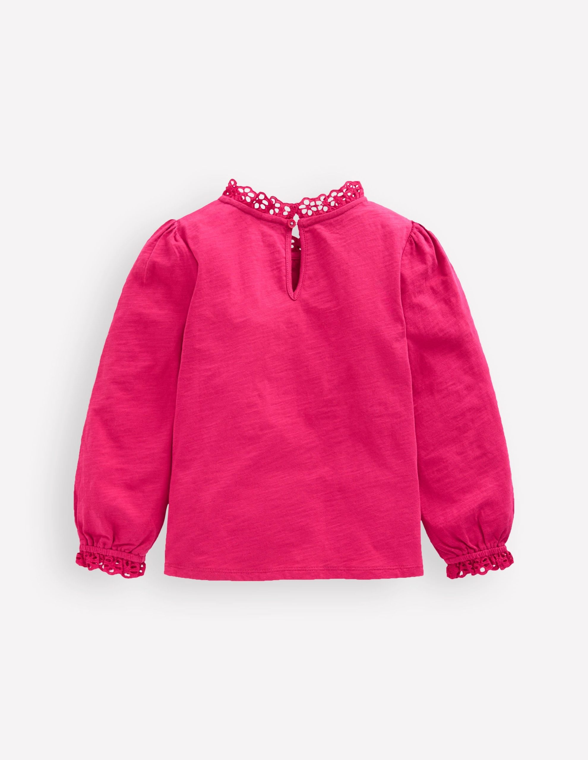 Broderie Trim Jersey Top-Cherry Jam - Image 2