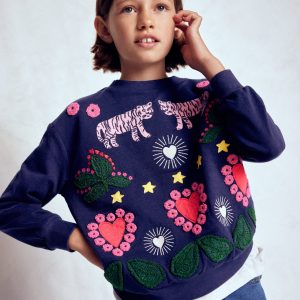 Bobbie Appliqu?? Sweatshirt-College Navy Tigers