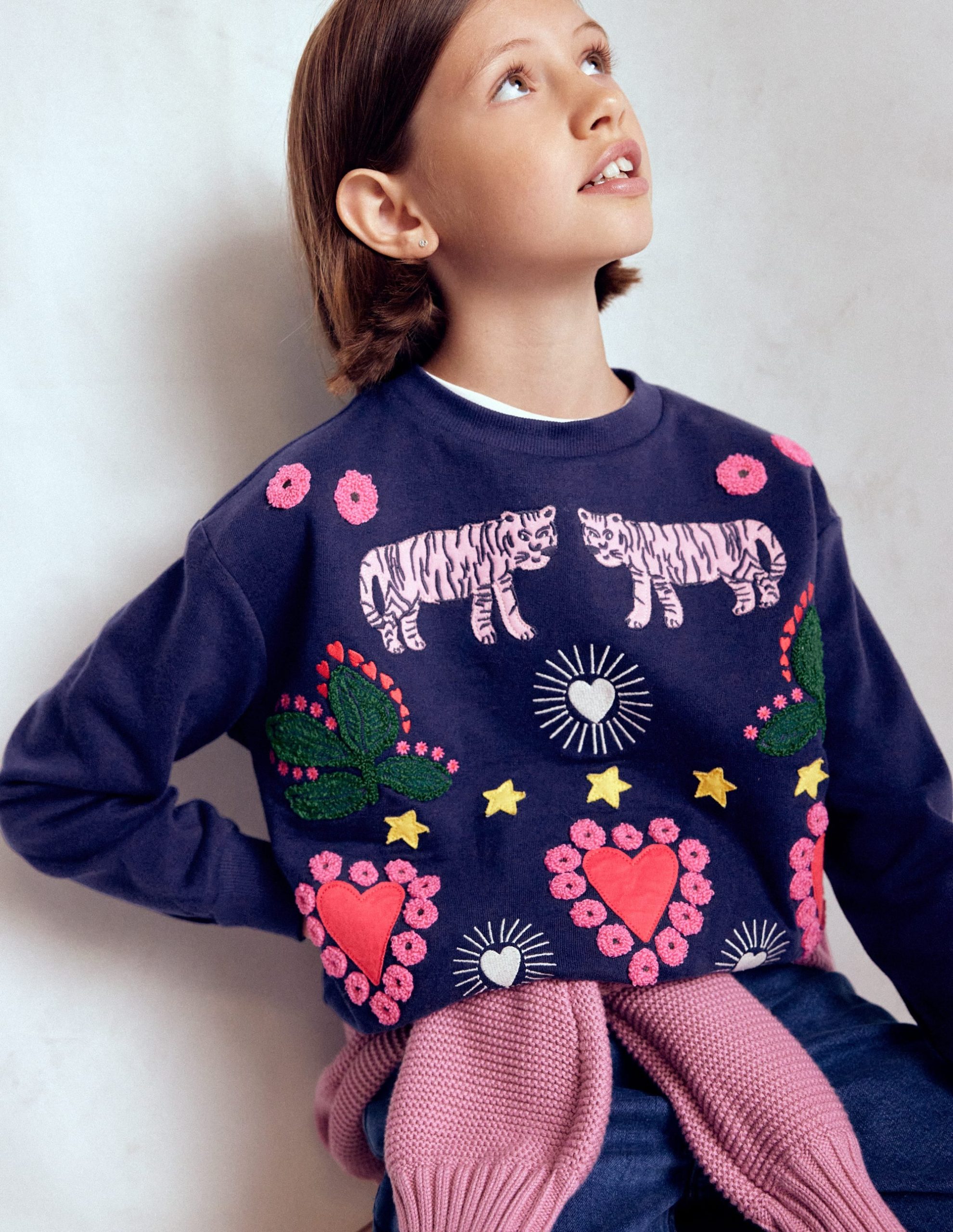 Bobbie Appliqu?? Sweatshirt-College Navy Tigers - Image 2